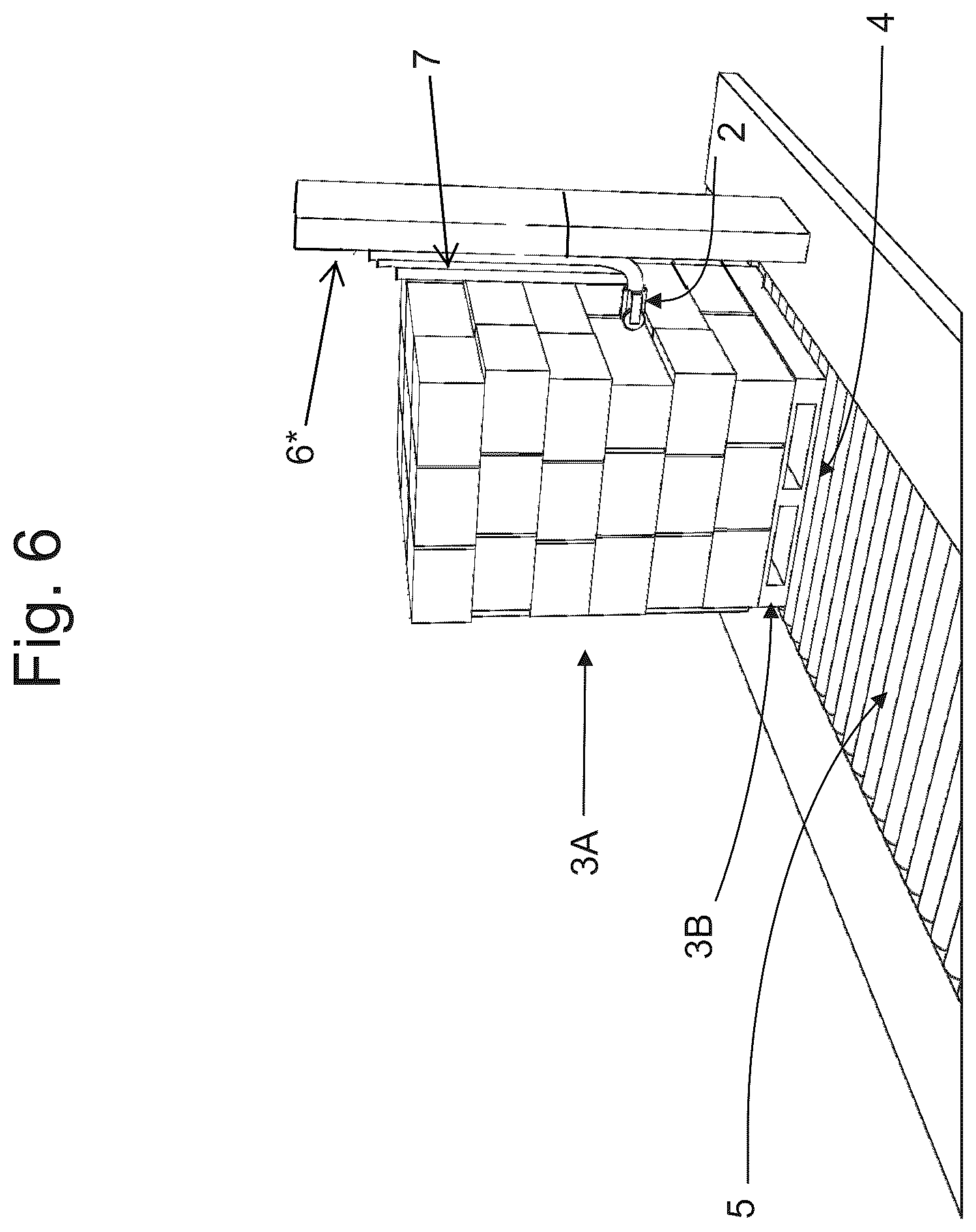 Patent US12492033 Figure 5 – Device and method for automatically removing a film wrapping from palletized stacks of products