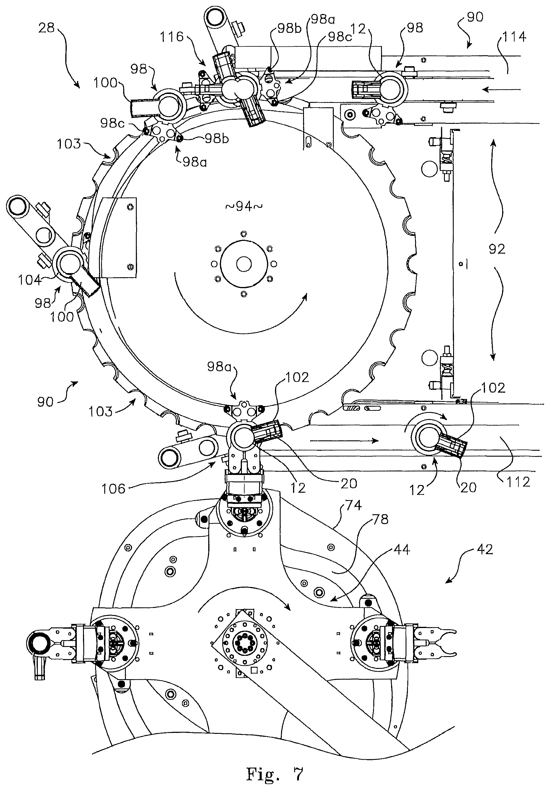 Patent US12492041 Figure 11 – Continuous stretch blow moulding system applied to specified integral handle pet preform and container structures