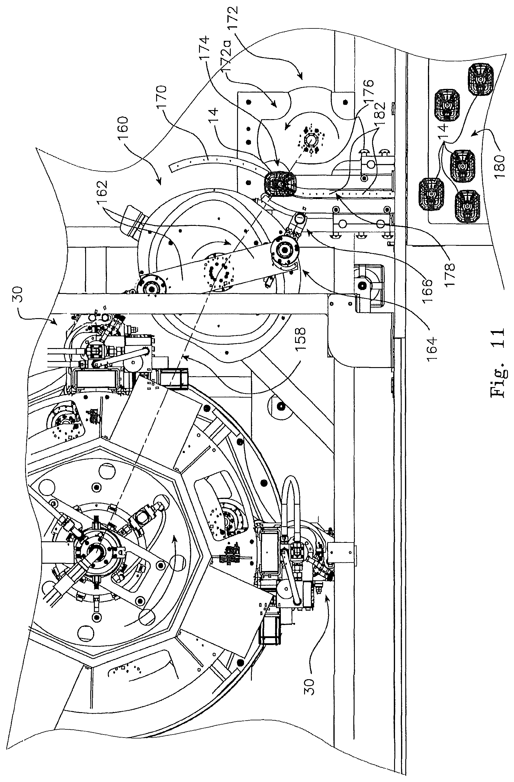 Patent US12492041 Figure 15 – Continuous stretch blow moulding system applied to specified integral handle pet preform and container structures