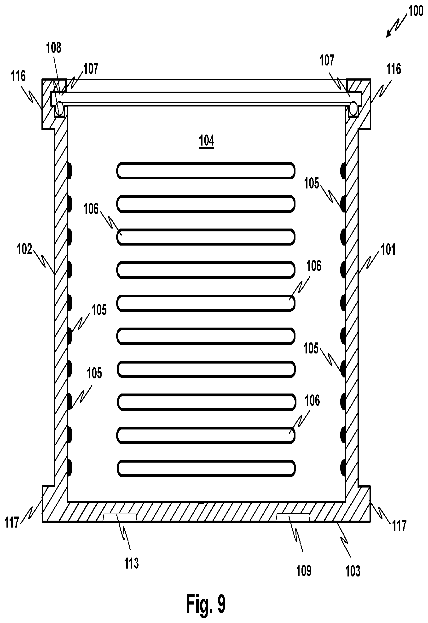 Patent US12492042 Figure 8 – Returnable shipping container