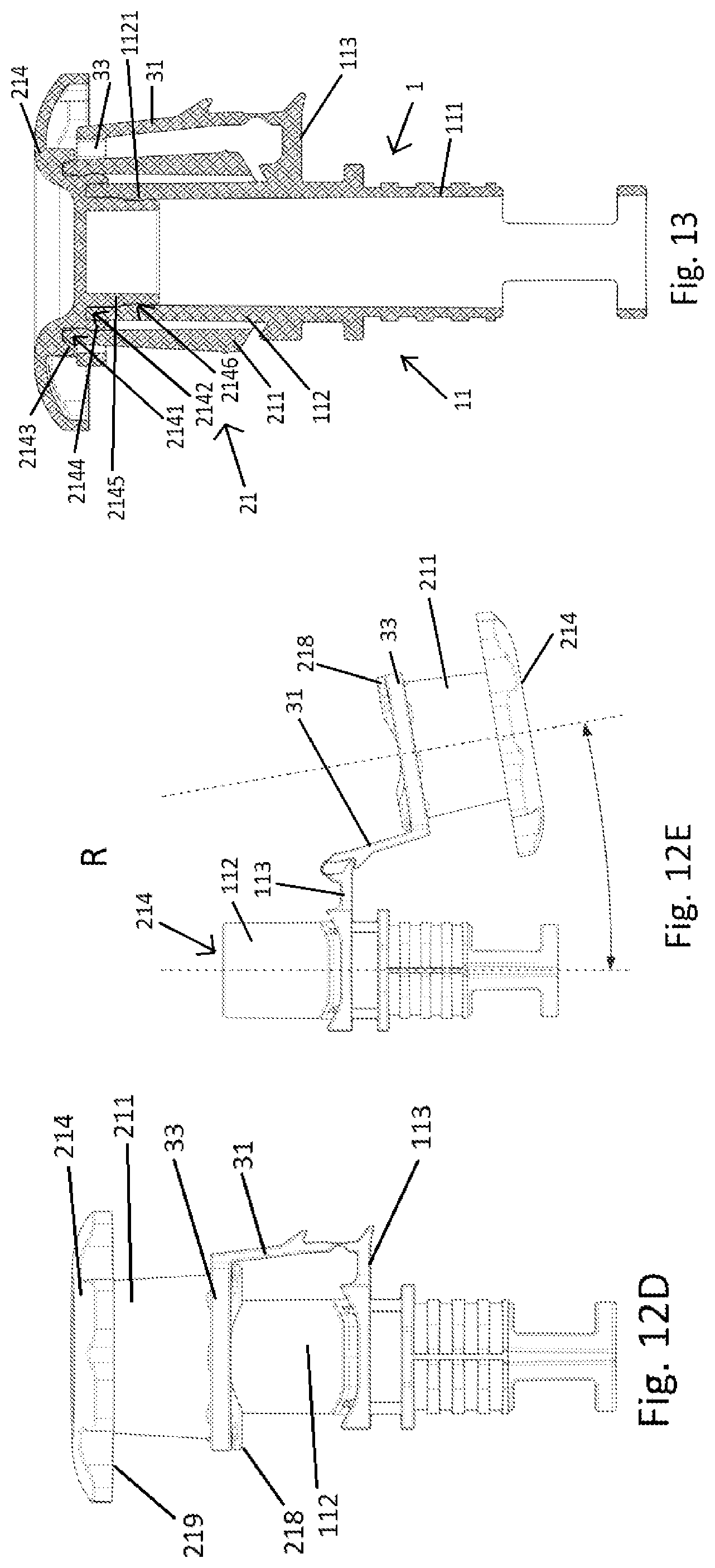 Patent US12492048 Figure 13 – Spout-cap unit, pouch comprising such a spout-cap unit