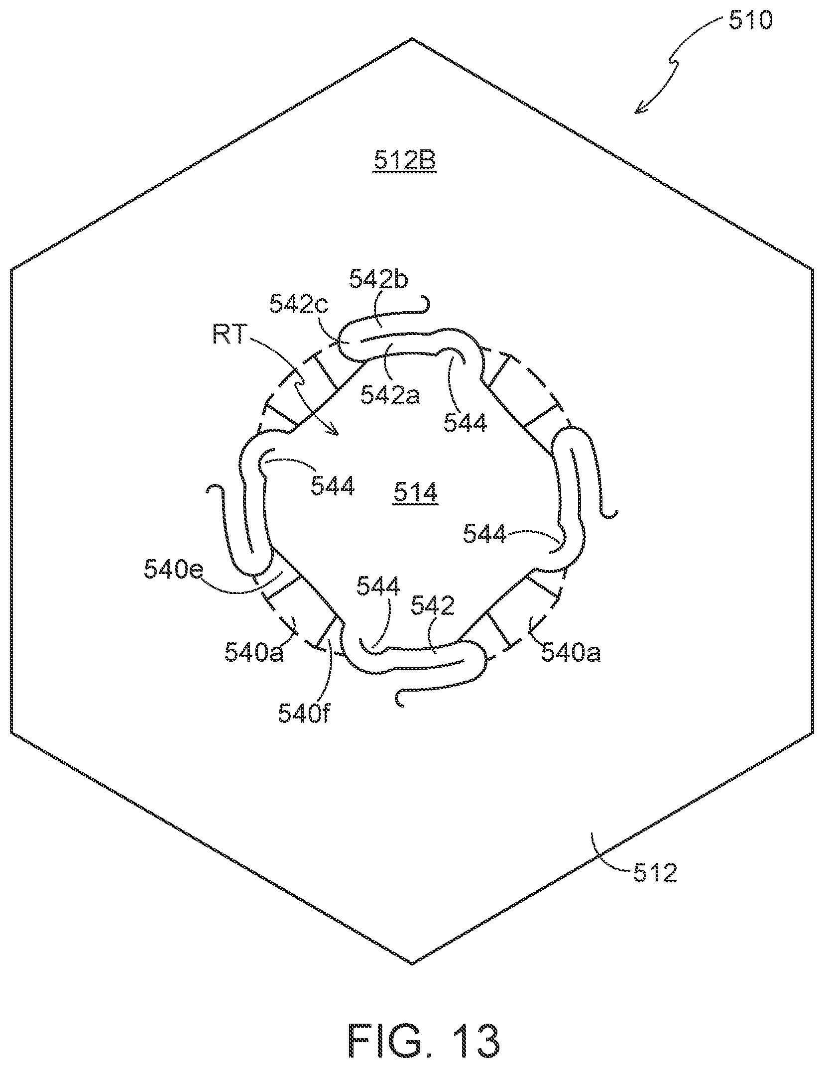 Patent US12492054 Figure 13 – Article engaging structure, article carrier, and blank for forming the same