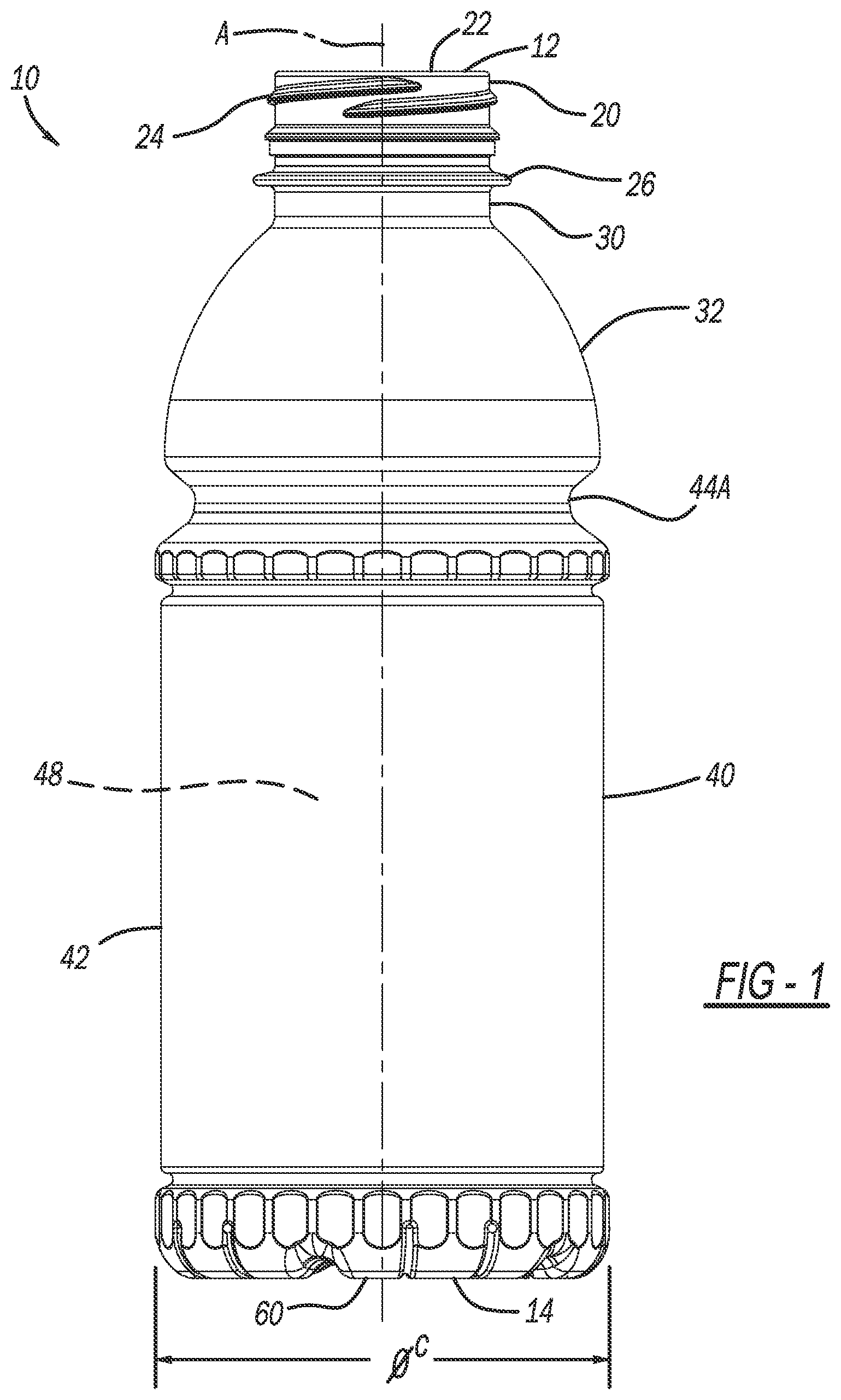 Patent US12492058 — Vertical displacement container base — Figure 1