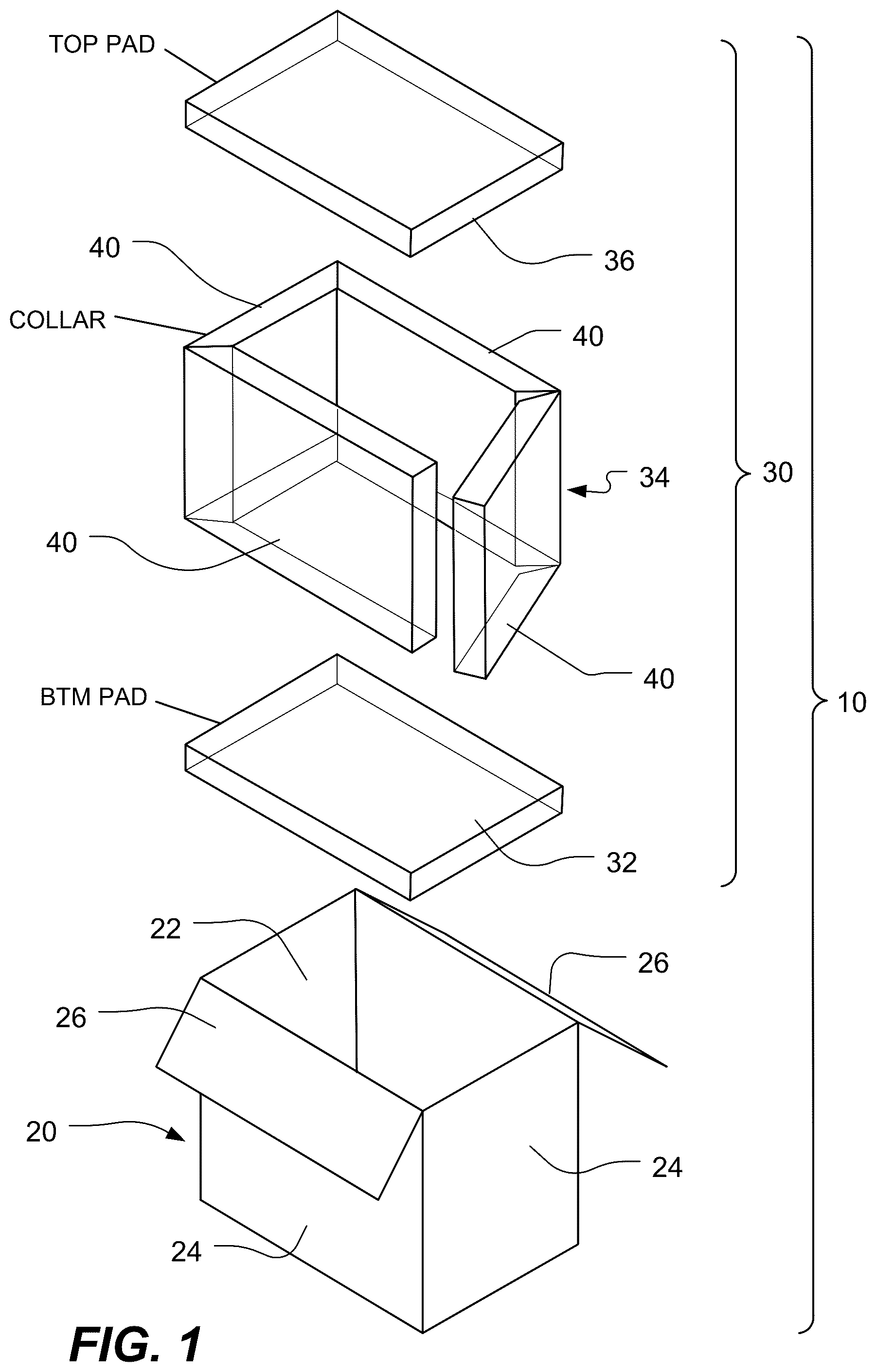 Patent US12492063 Figure 1 – Recyclable insert for shipping container
