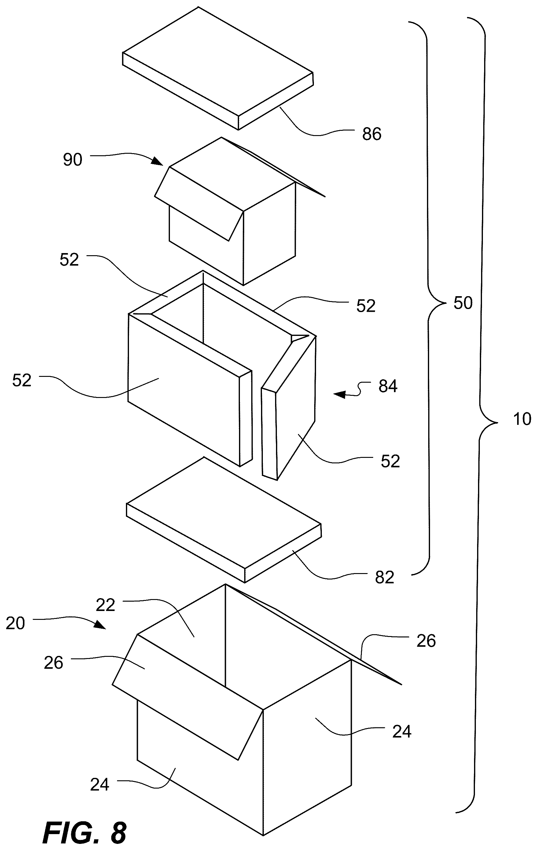 Patent US12492063 Figure 7 – Recyclable insert for shipping container