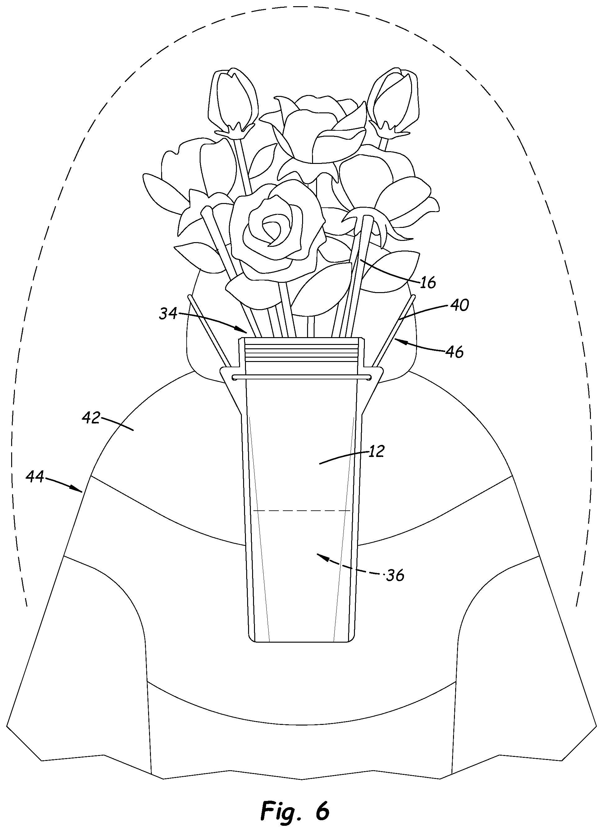 Patent US12492068 Figure 4 – Flower hydrating transport pouch device