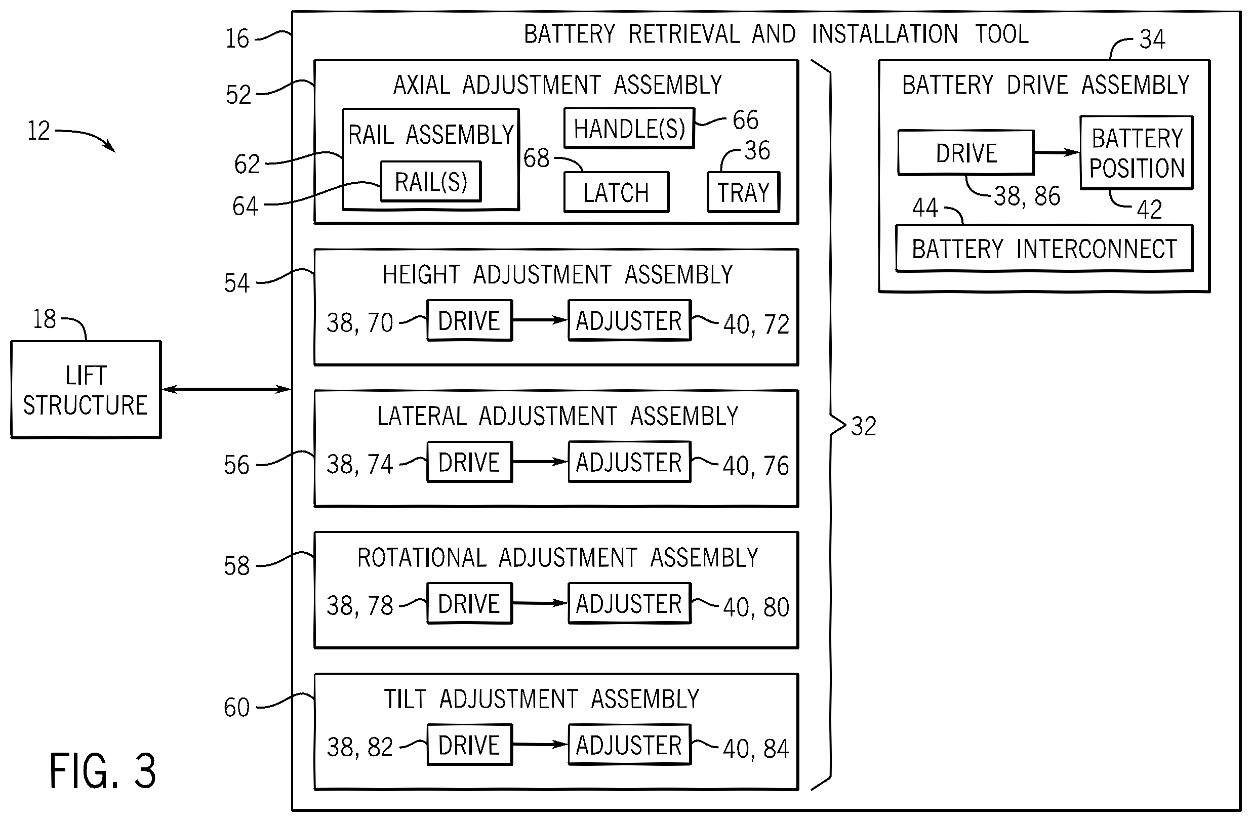 Patent US12492072 Figure 3 – Systems and methods of a battery retrieval and installation tool