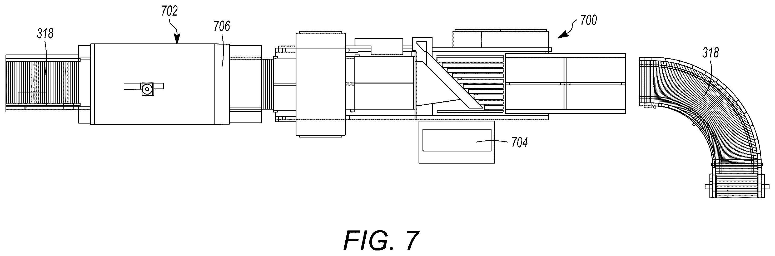 Patent US12492075 Figure 7 – Packaging system including a shrink wrap device for wrapping containers that include environmentally sensitive pharmaceuticals