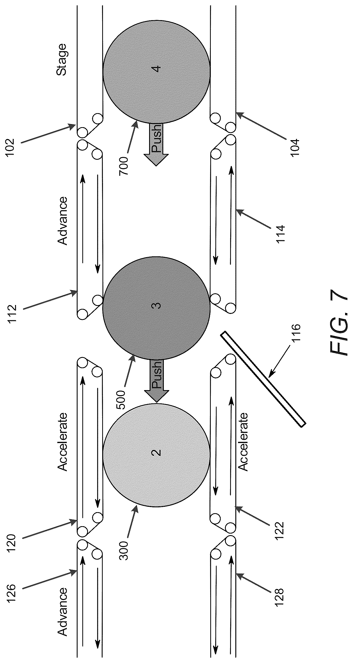 Patent US12492077 Figure 7 – System and method for variable size container handling