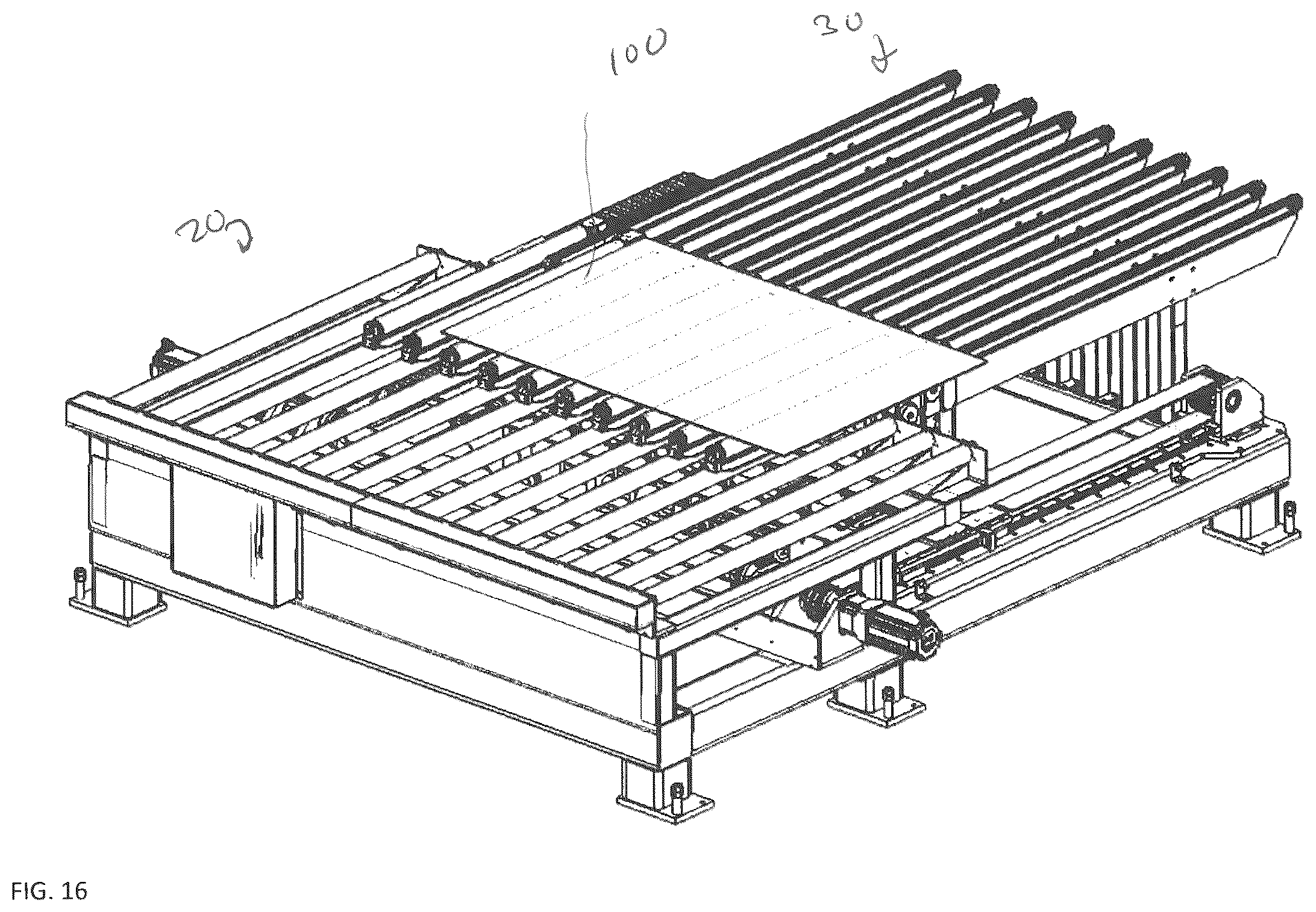 Patent US12492083 Figure 12 – Shuttle system and method for transferring glass sheets between multiple conveyor systems