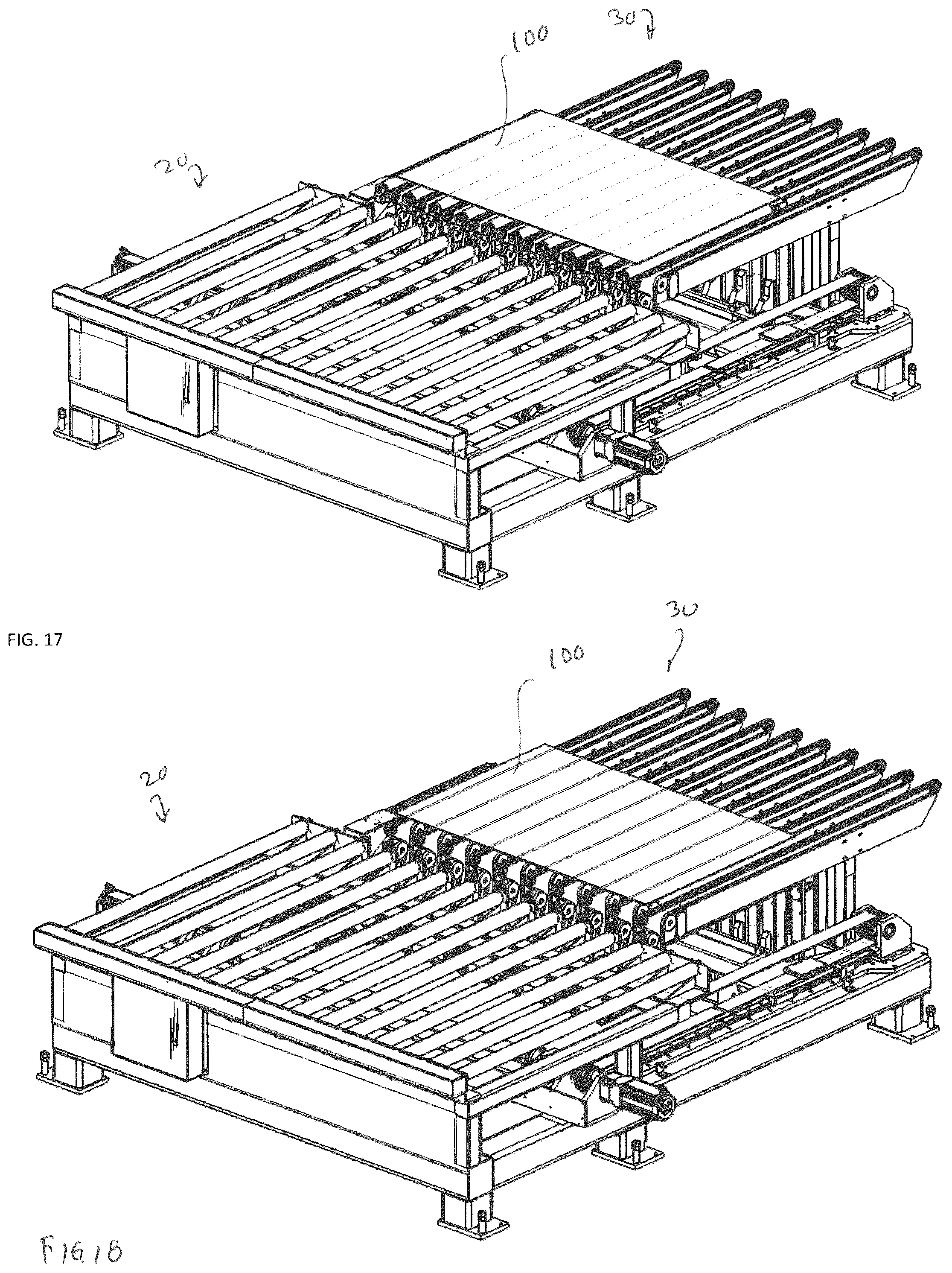 Patent US12492083 Figure 13 – Shuttle system and method for transferring glass sheets between multiple conveyor systems