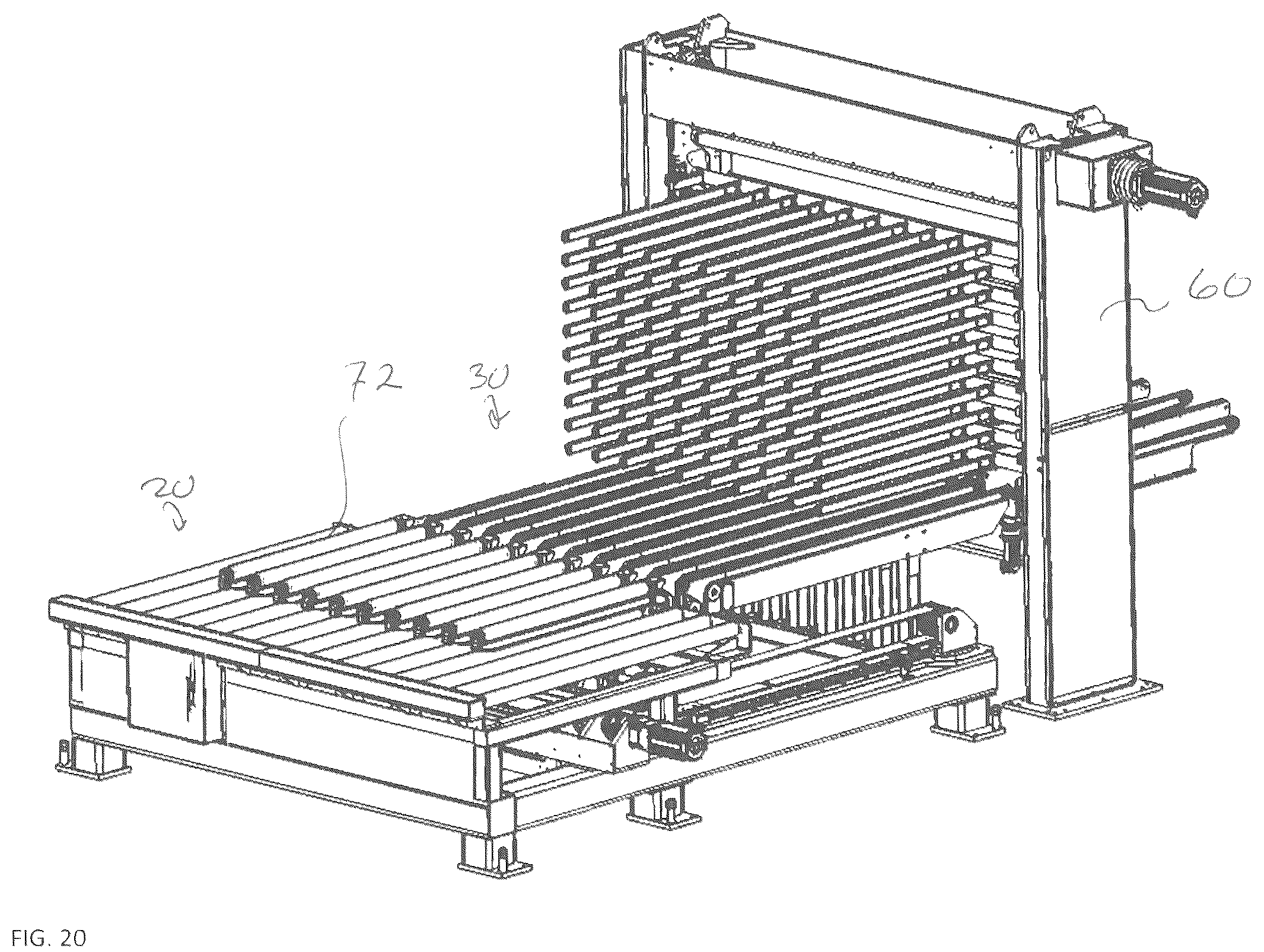 Patent US12492083 Figure 15 – Shuttle system and method for transferring glass sheets between multiple conveyor systems