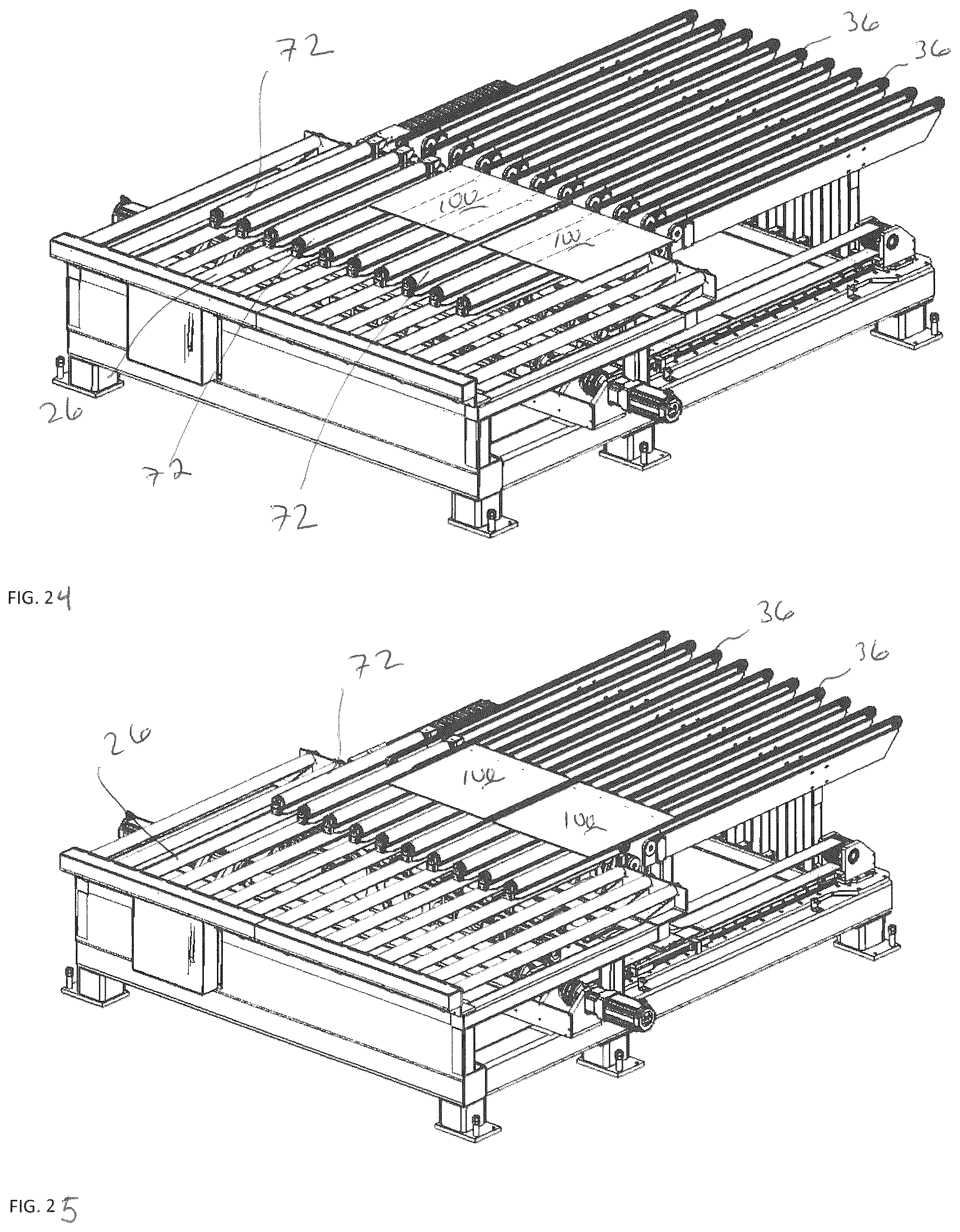 Patent US12492083 Figure 19 – Shuttle system and method for transferring glass sheets between multiple conveyor systems