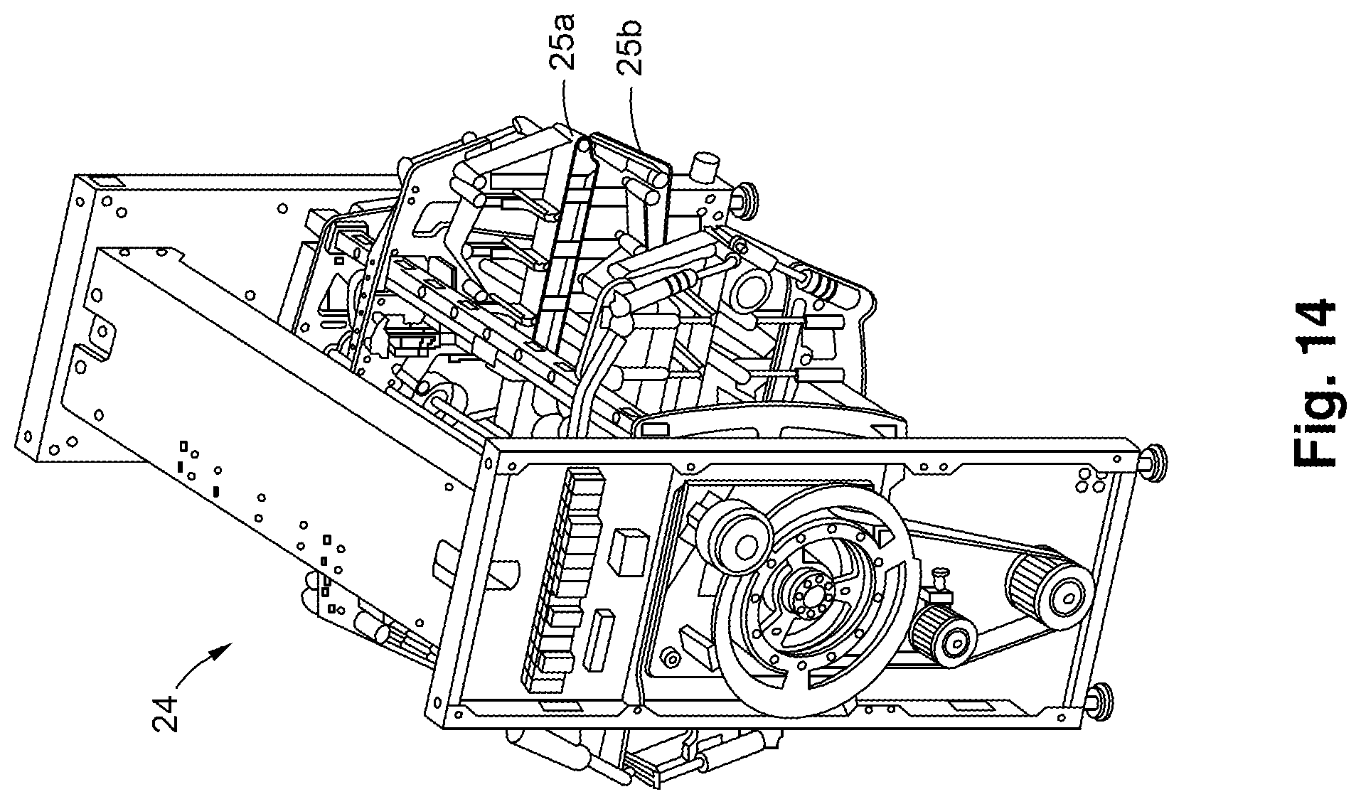 Patent US12492093 Figure 15 – Stacker module for a converting machine