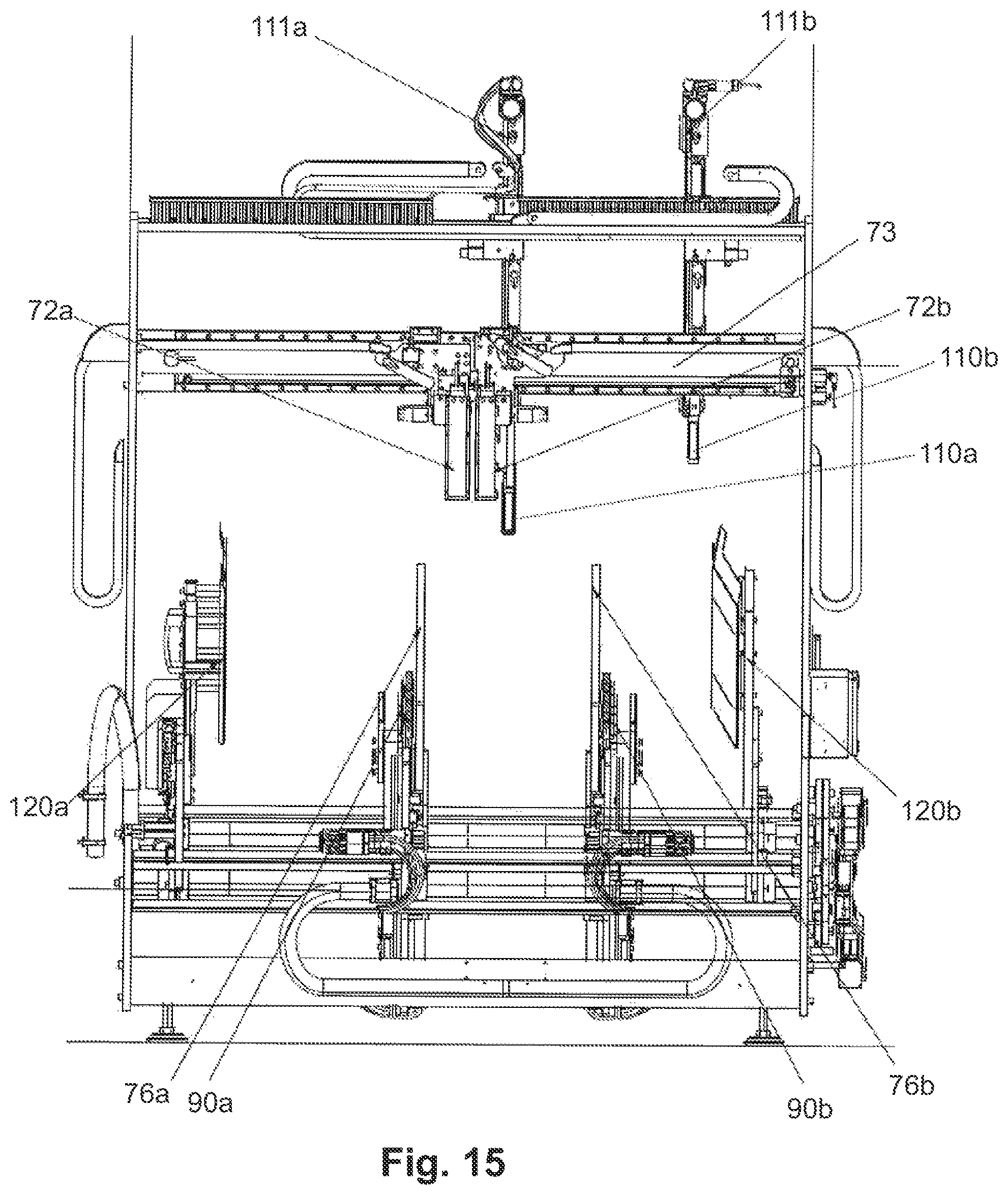 Patent US12492093 Figure 16 – Stacker module for a converting machine