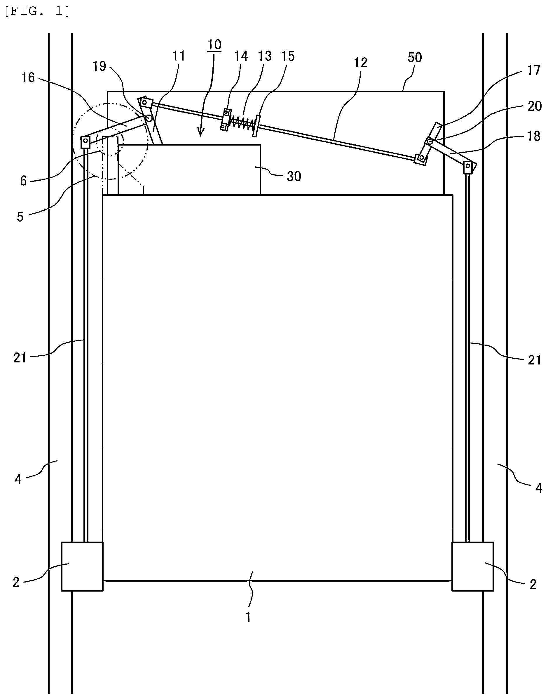 Patent US12492101 Figure 1 – Elevator apparatus