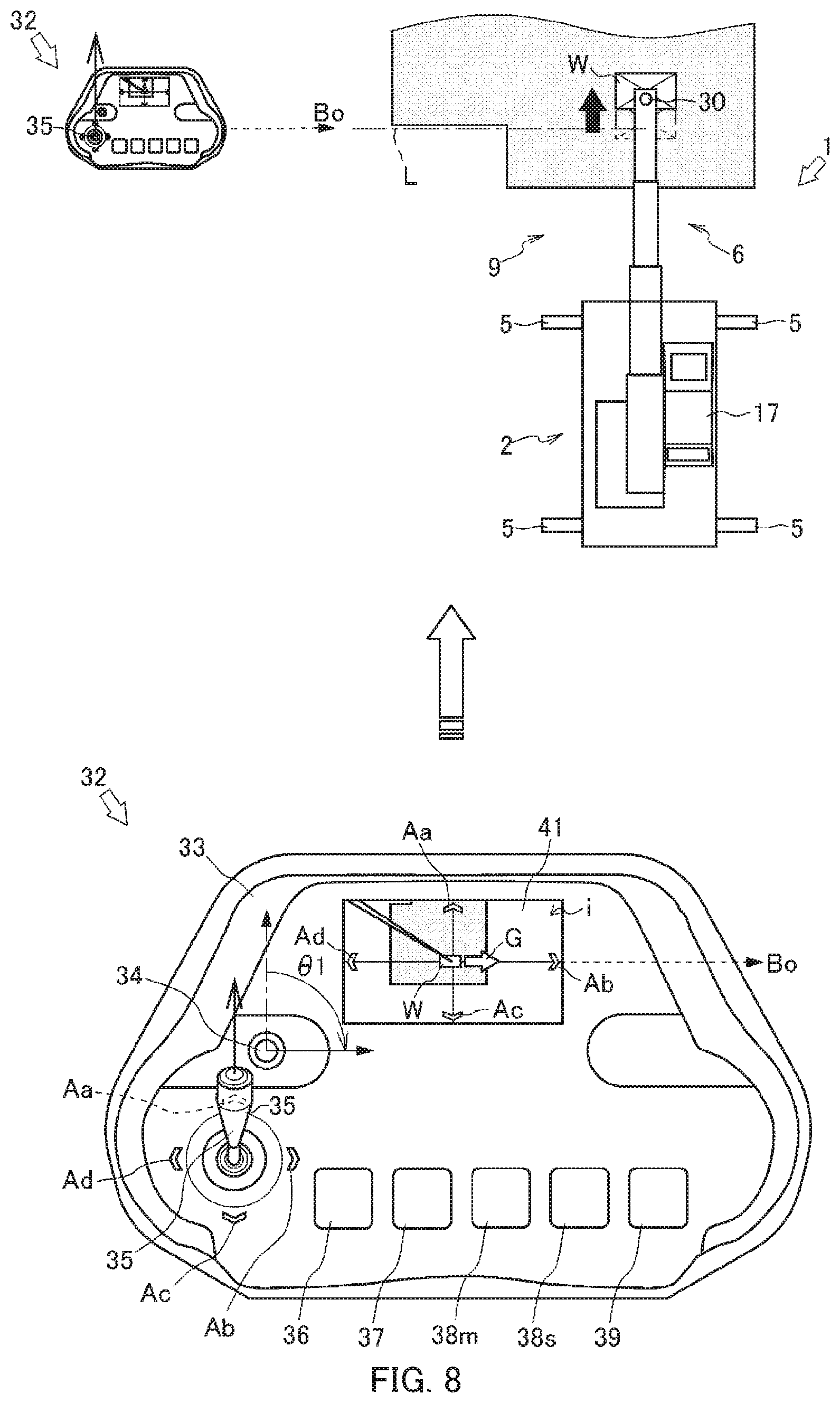 Patent US12492103 Figure 8 – Remote operation terminal and mobile crane comprising remote operation terminal