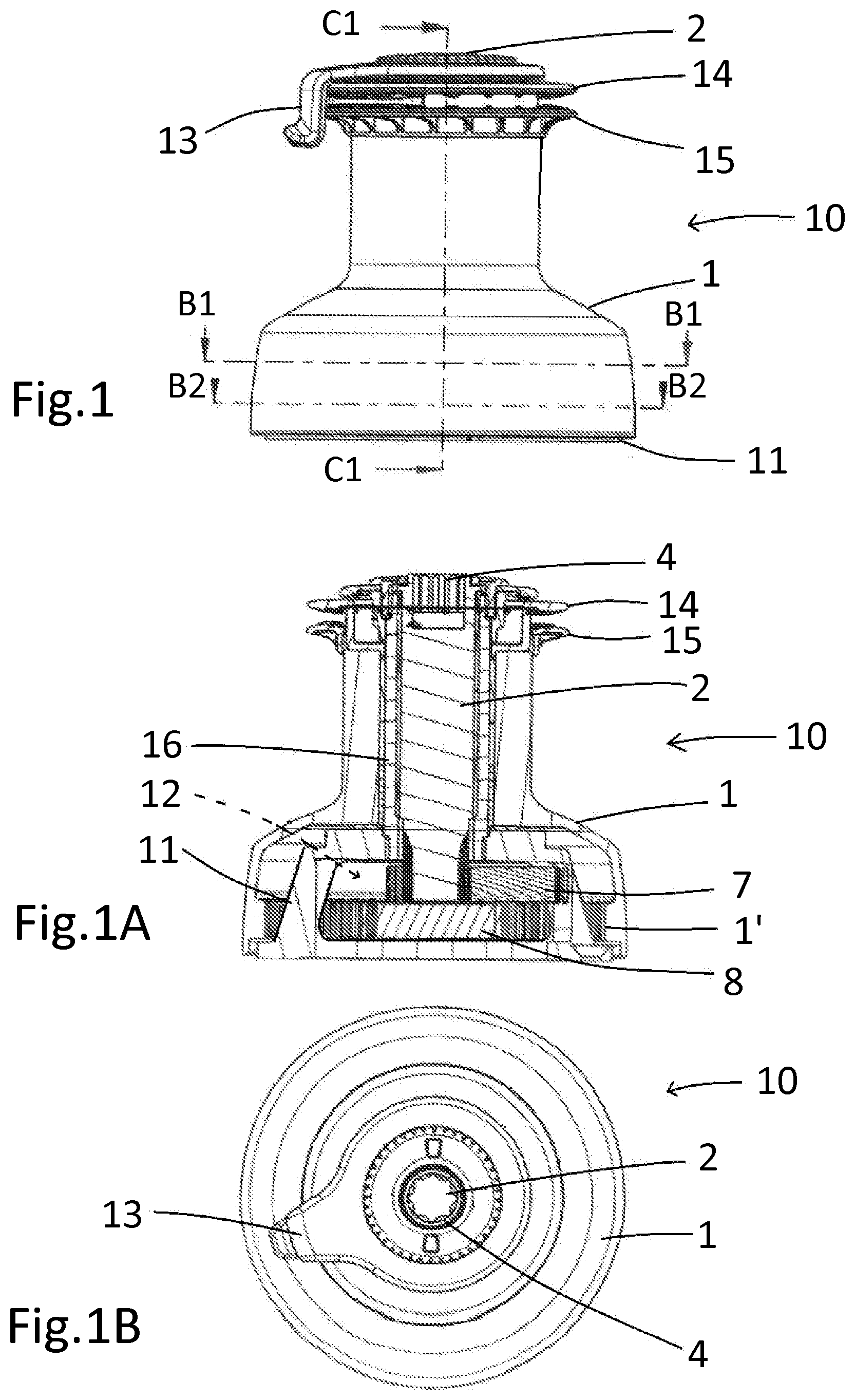 Patent US12492106 Figure 1 – Winch arrangement for a sailing boat