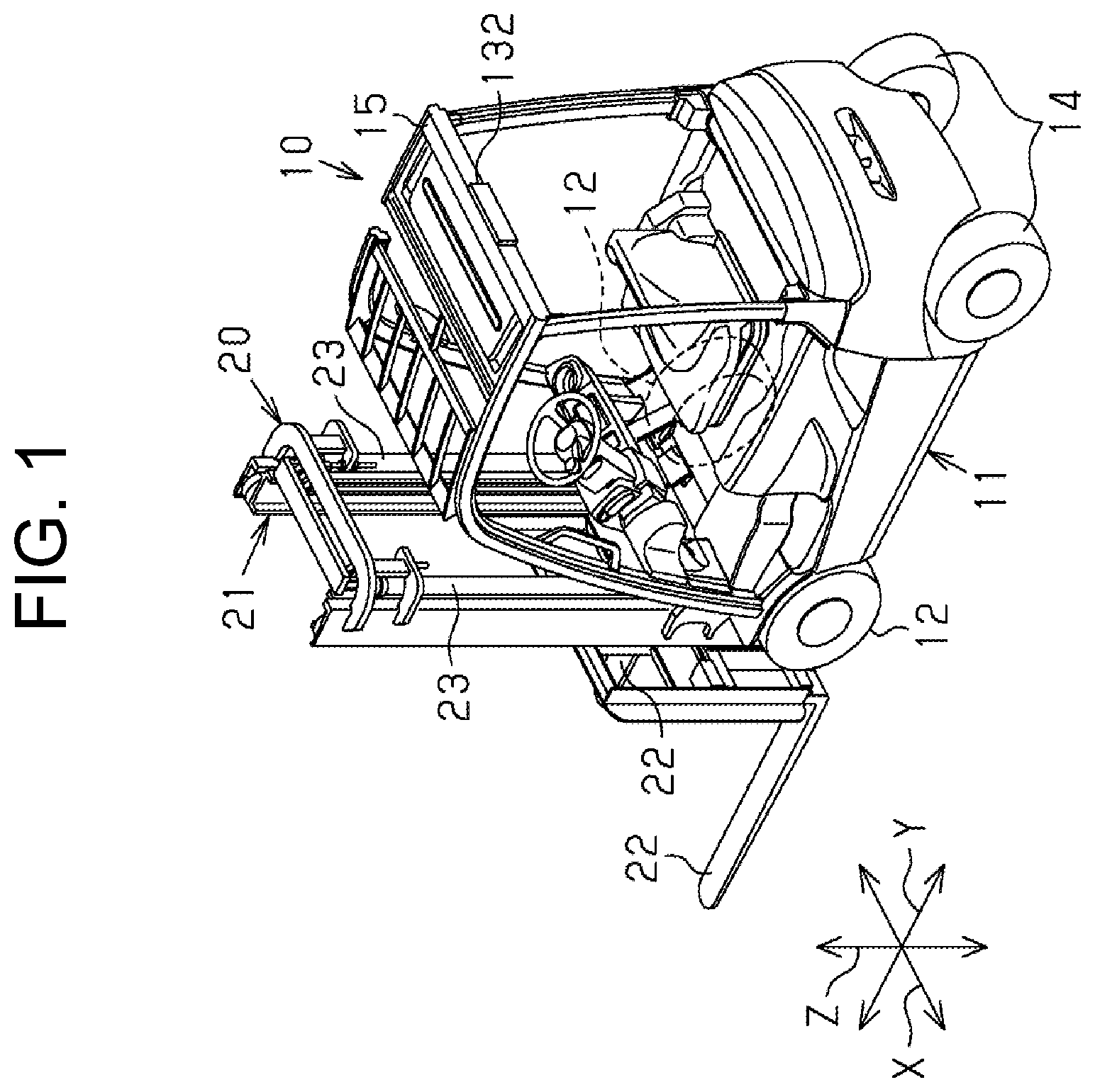 Patent US12492108 Figure 1 – Industrial vehicle