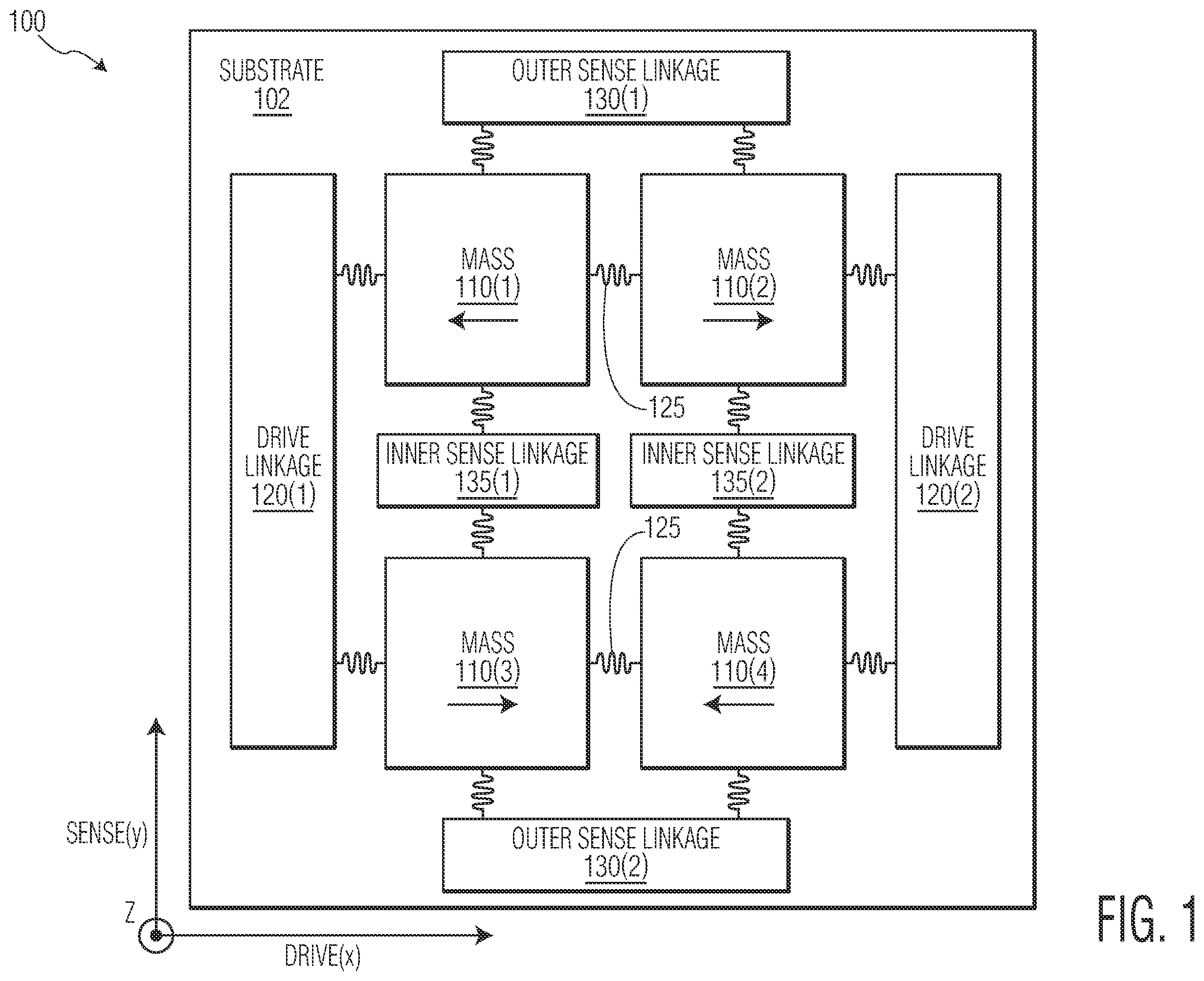 Patent US12492119 — Common mode rejection structures for mems devices — Figure 1