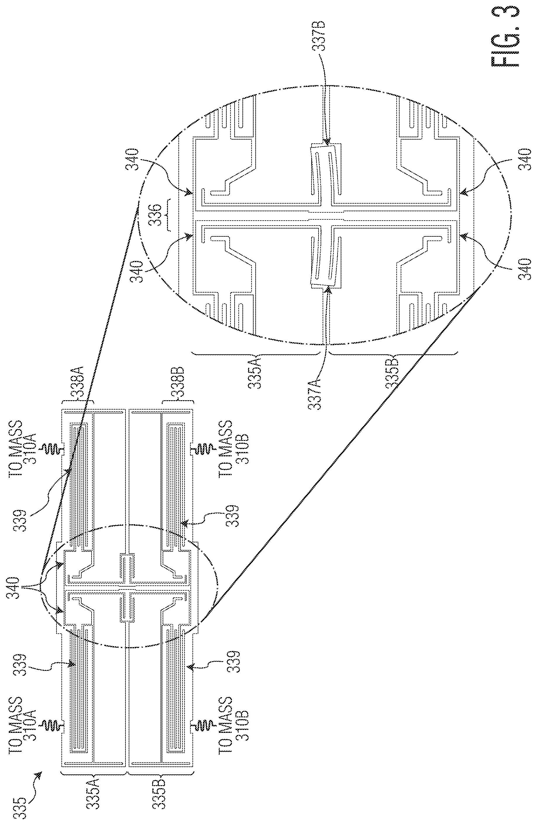 Patent US12492119 Figure 3 – Common mode rejection structures for mems devices