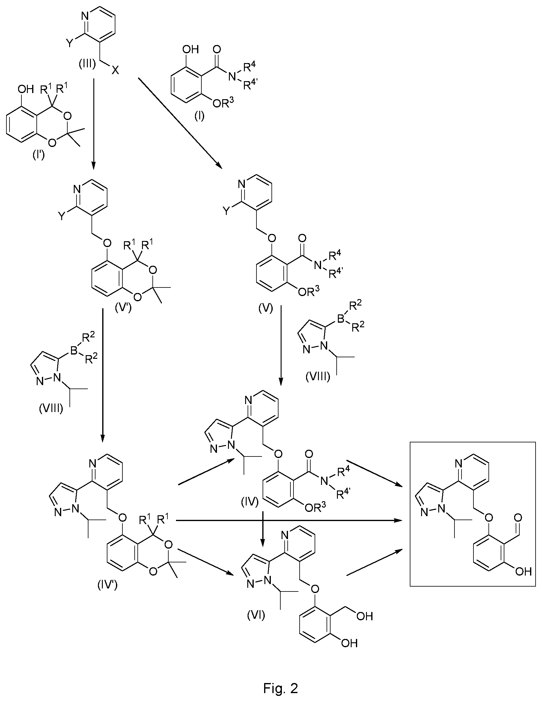 Patent US12492180 Figure 2 – Process and intermediates for the preparation of Voxelotor