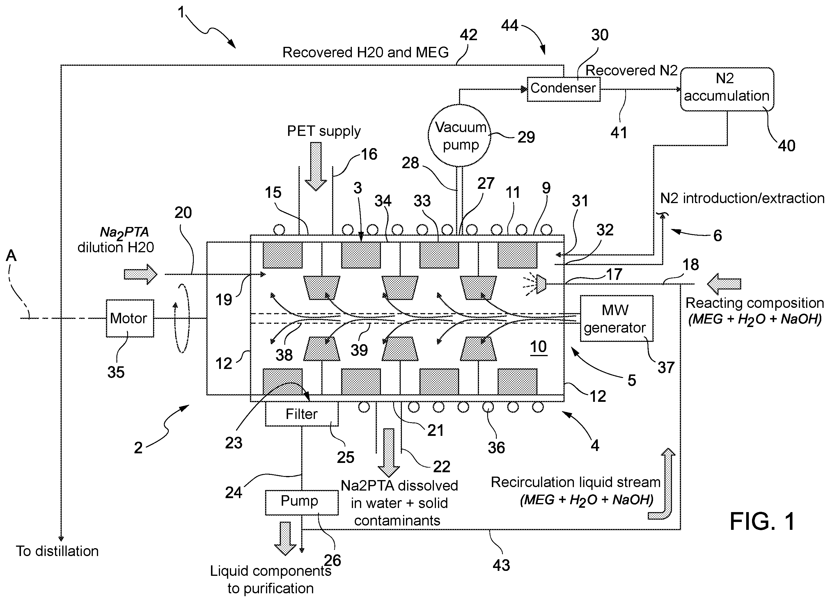 Patent US12492295 Figure 1 – Apparatus and method for depolymerization of polymers