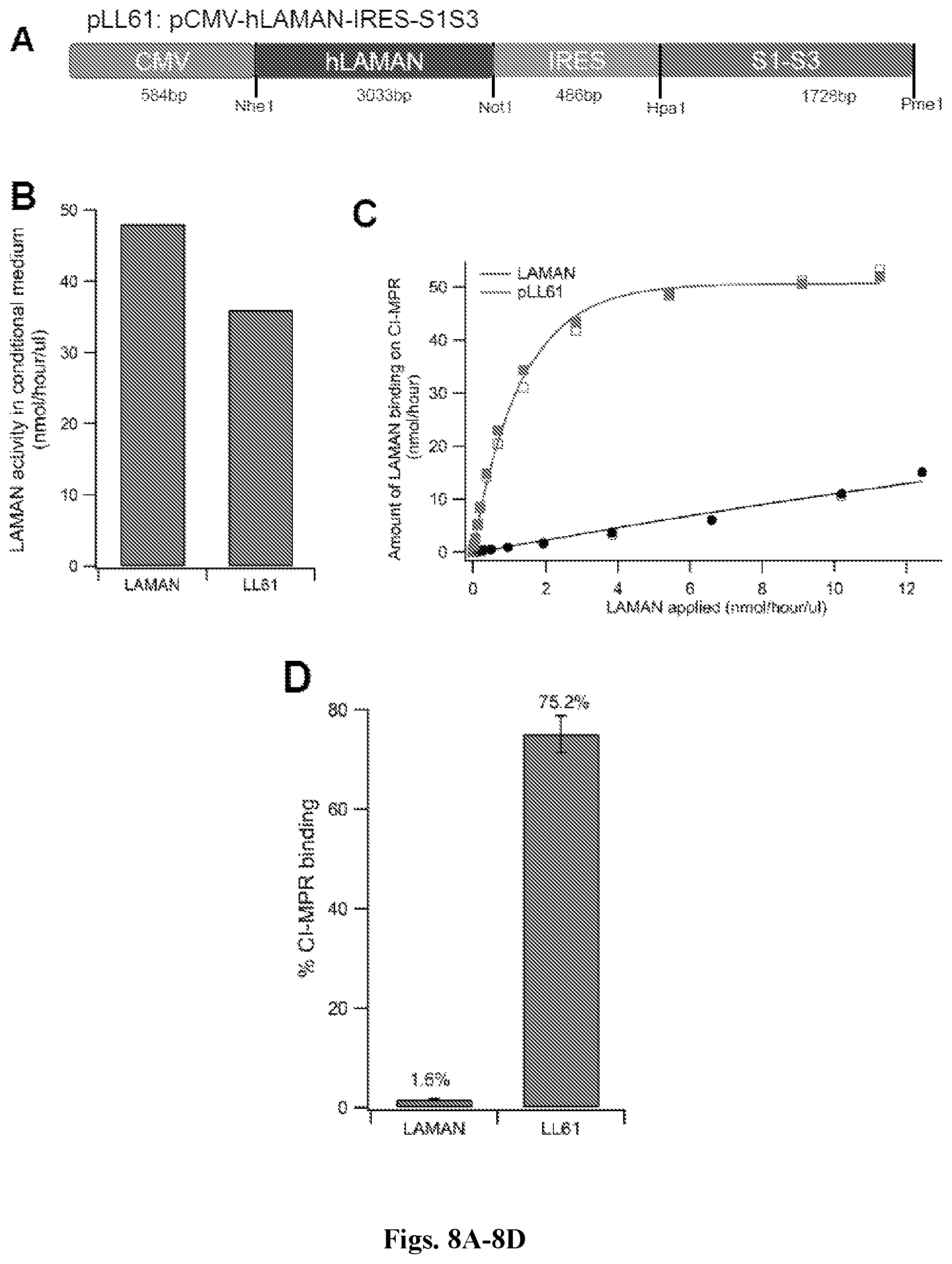Patent US12492412 Figure 8 – Vector compositions and methods of using same for treatment of lysosomal storage disorders