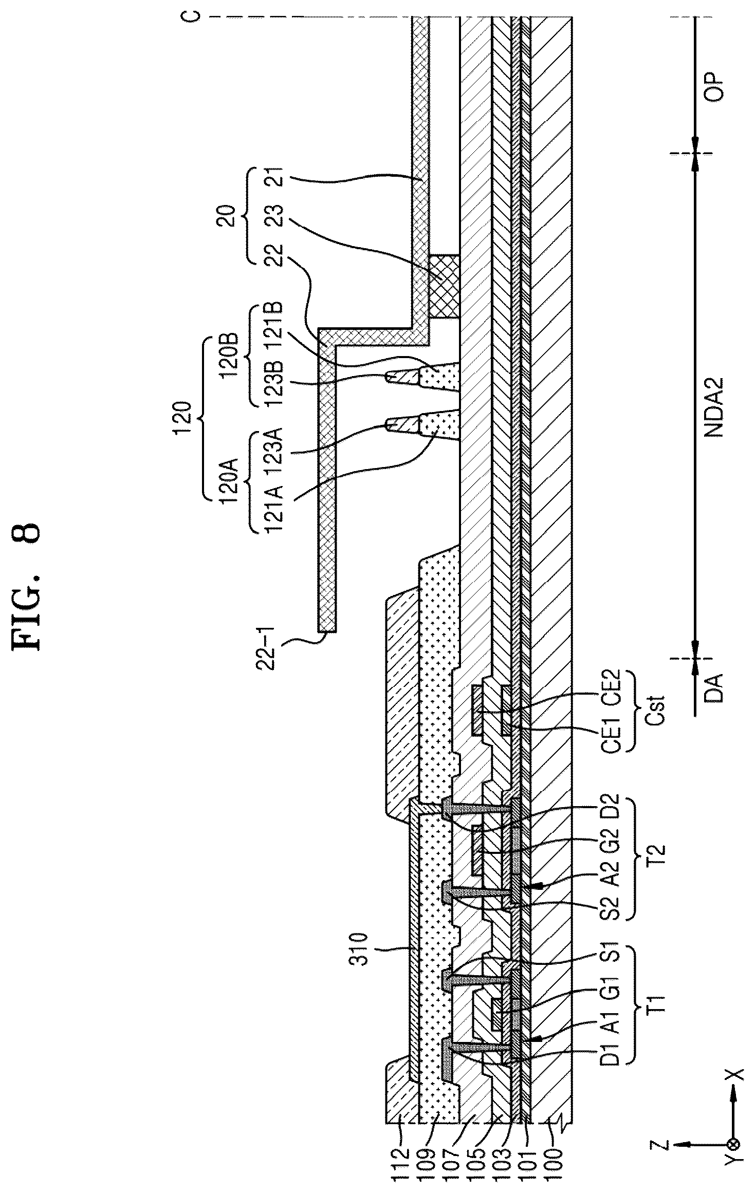 Patent US12492462 Figure 8 – Method of making a display apparatus using a selective mask structure