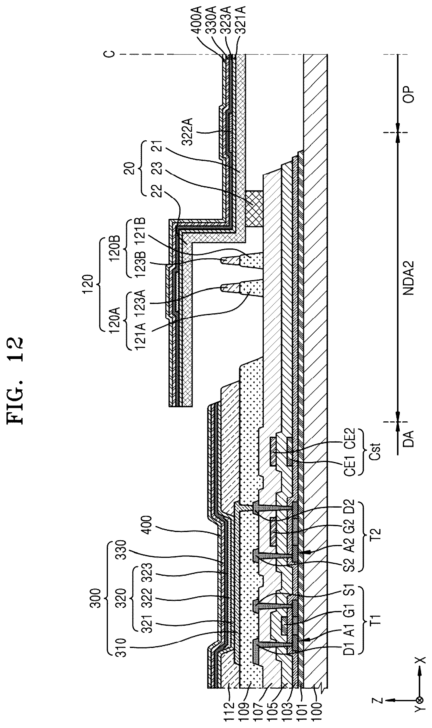 Patent US12492462 Figure 12 – Method of making a display apparatus using a selective mask structure