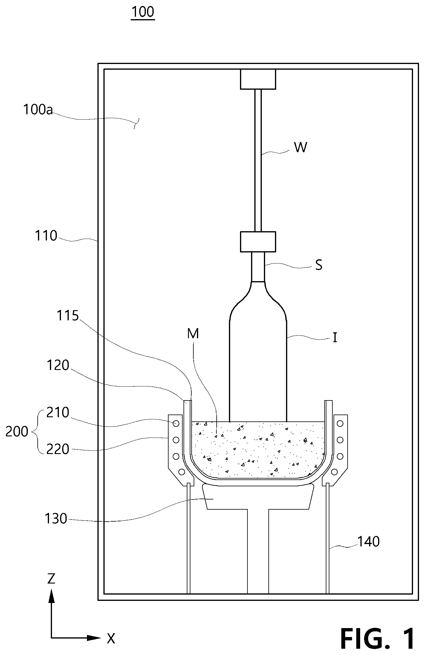 Patent US12492486 Figure 1 – Ingot growing apparatus comprising heater and method for manufacturing heater for ingot growing apparatus