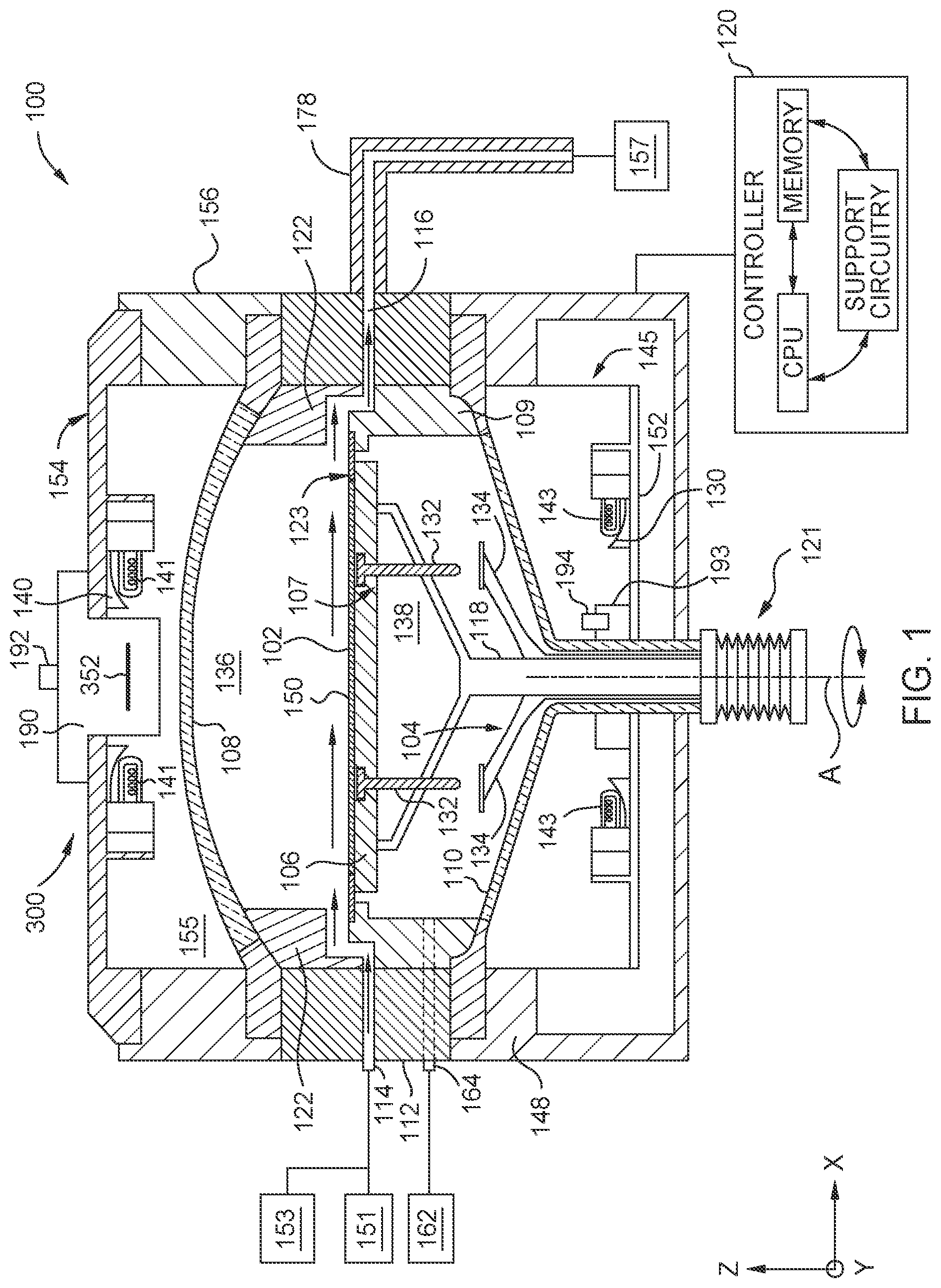 Patent US12492487 Figure 1 – Movable central reflectors of semiconductor processing equipment, and related systems and methods