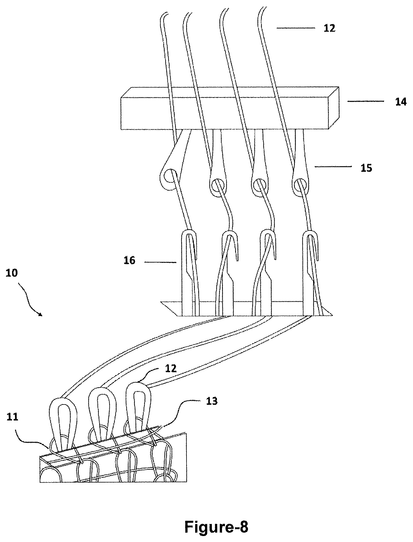 Patent US12492494 Figure 8 – Obtaining warp knit fabrics from cotton yarn with warp knitting machines