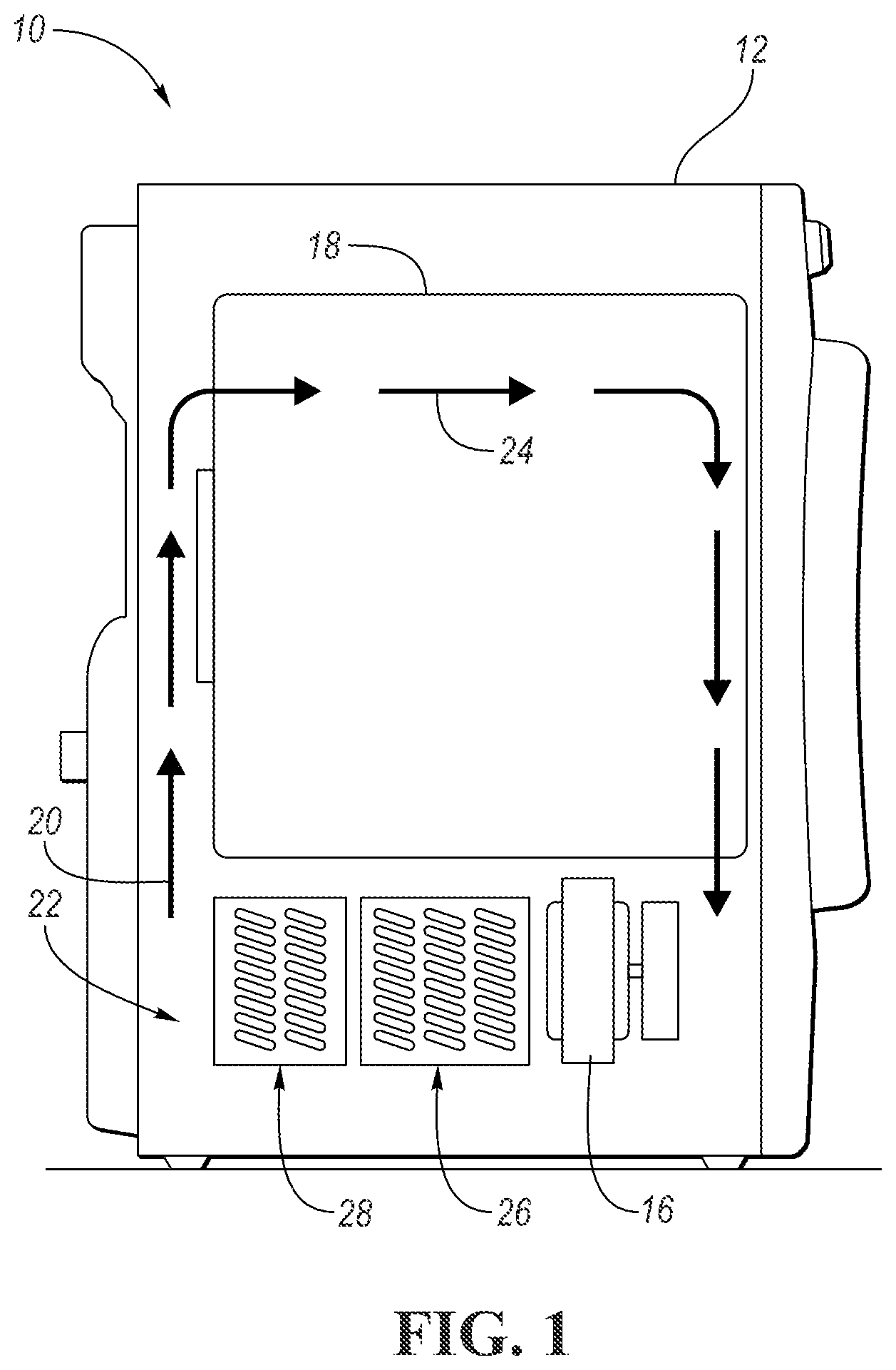 Patent US12492503 Figure 1 – Laundry appliance with anti-closure feature