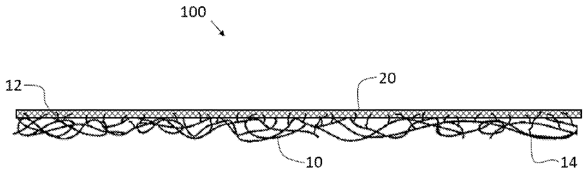 Patent US12492507 Figure 1 – Composite nonwoven mat with coating layer