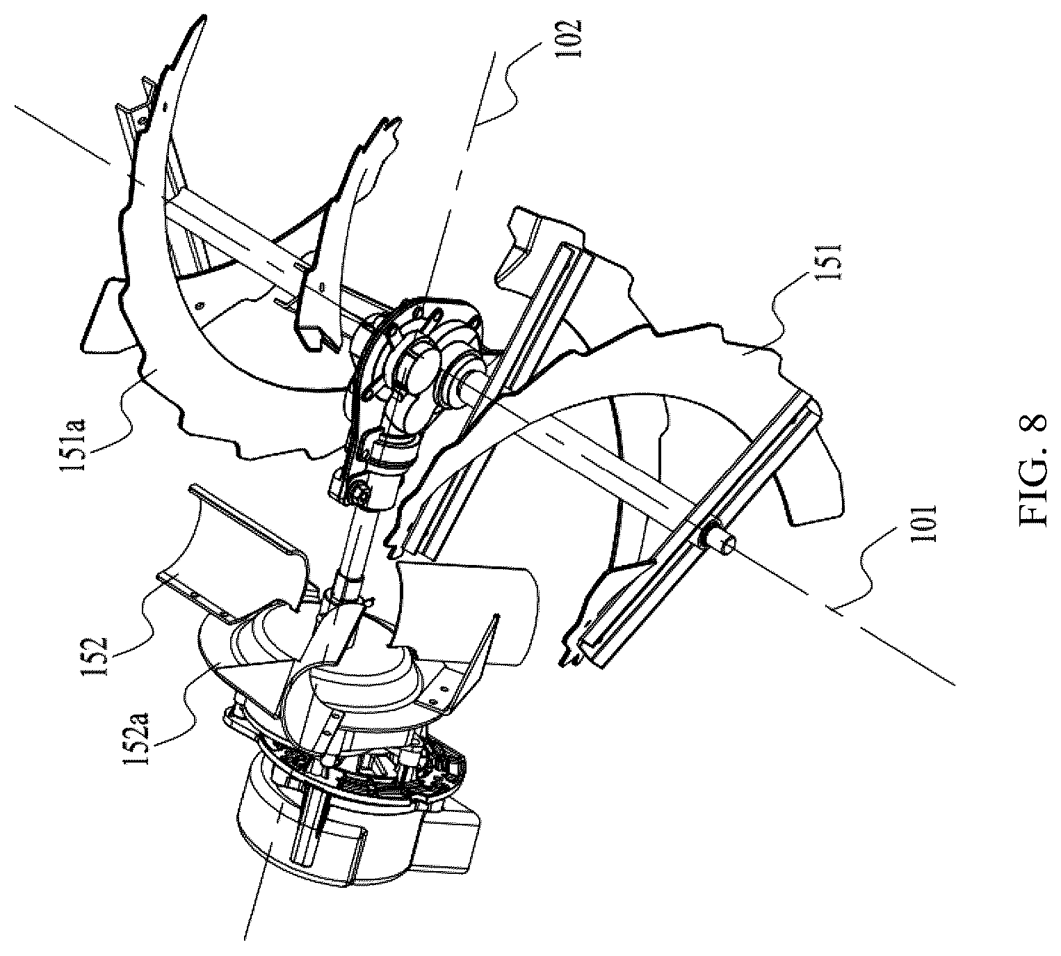 Patent US12492521 Figure 8 – Snow thrower