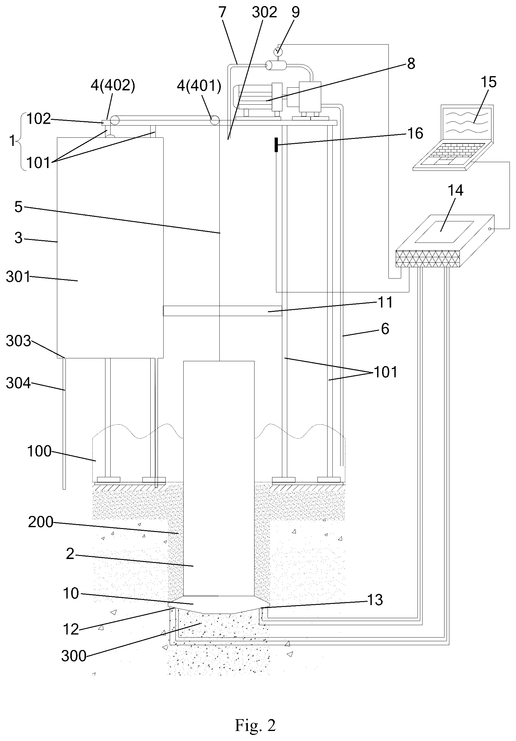 Patent US12492525 Figure 2 – Experiment device for spudcan penetration and pullout of jack-up rig