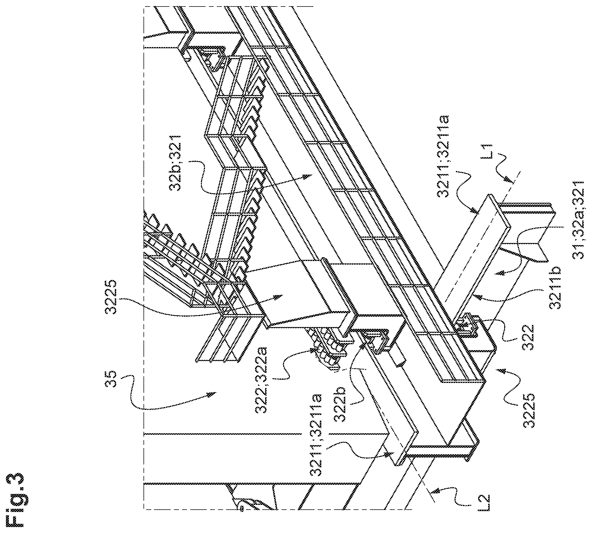 Patent US12492526 Figure 3 – System for temporarily holding, during piling operations, a foundation pile intended to receive the mast of an off-shore wind turbine