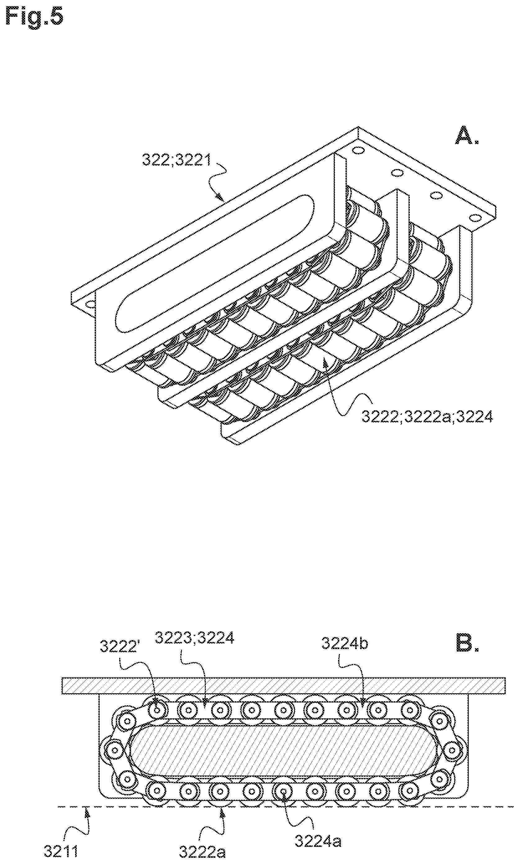 Patent US12492526 Figure 5 – System for temporarily holding, during piling operations, a foundation pile intended to receive the mast of an off-shore wind turbine