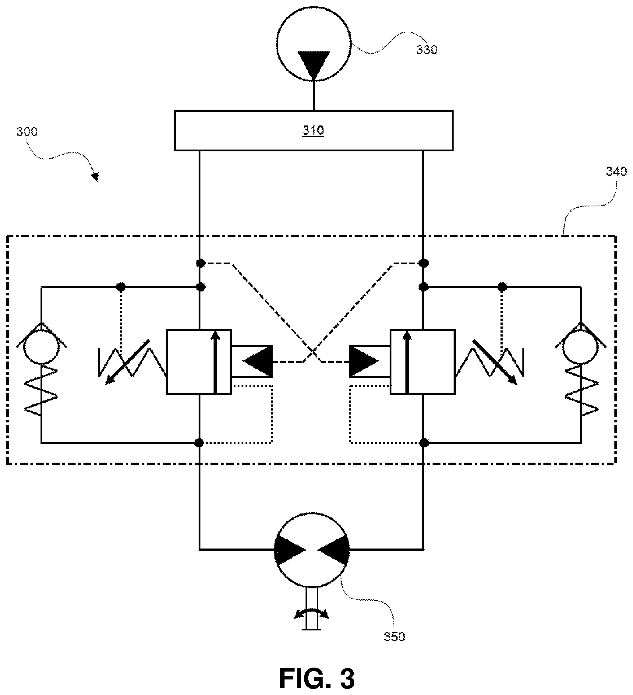 Patent US12492528 Figure 3 – Hydraulic systems for grading machines