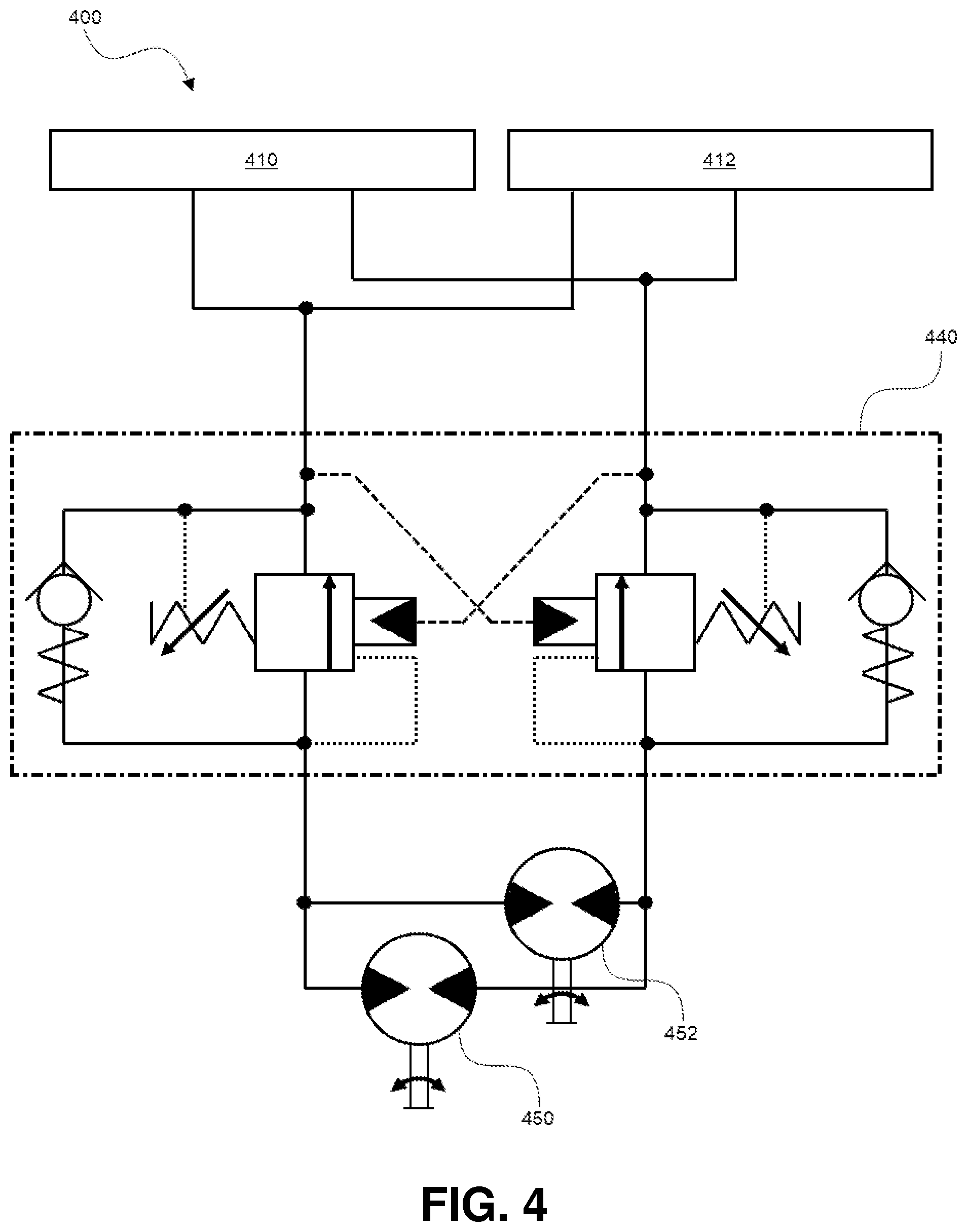 Patent US12492528 Figure 4 – Hydraulic systems for grading machines
