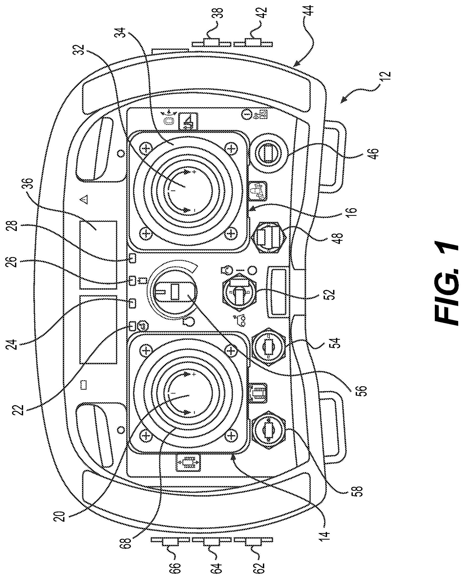 Patent US12492531 Figure 1 – Remote control console for a machine