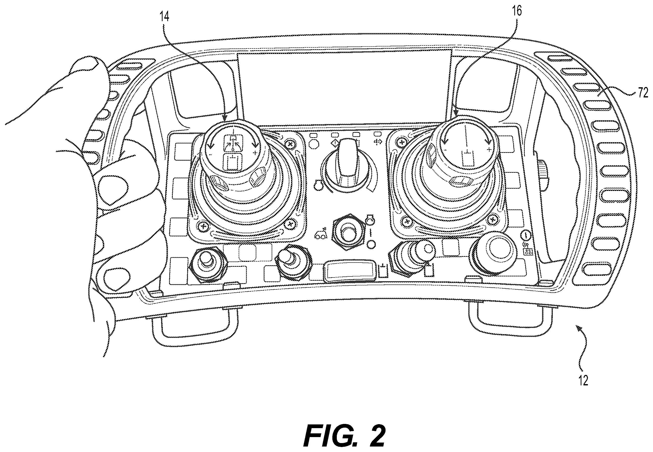 Patent US12492531 Figure 2 – Remote control console for a machine