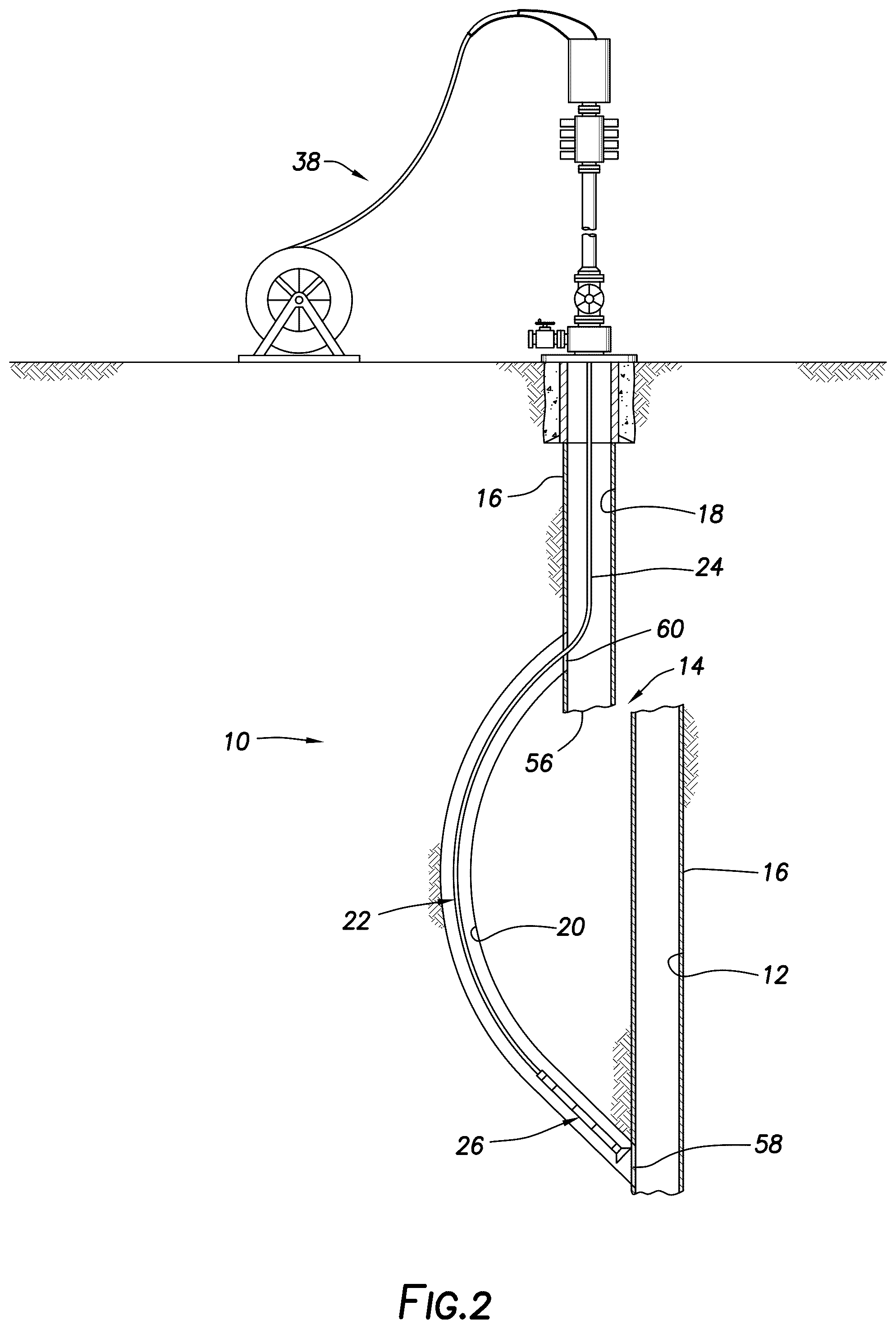 Patent US12492534 Figure 2 – Accessing wells below an obstruction or discontinuity