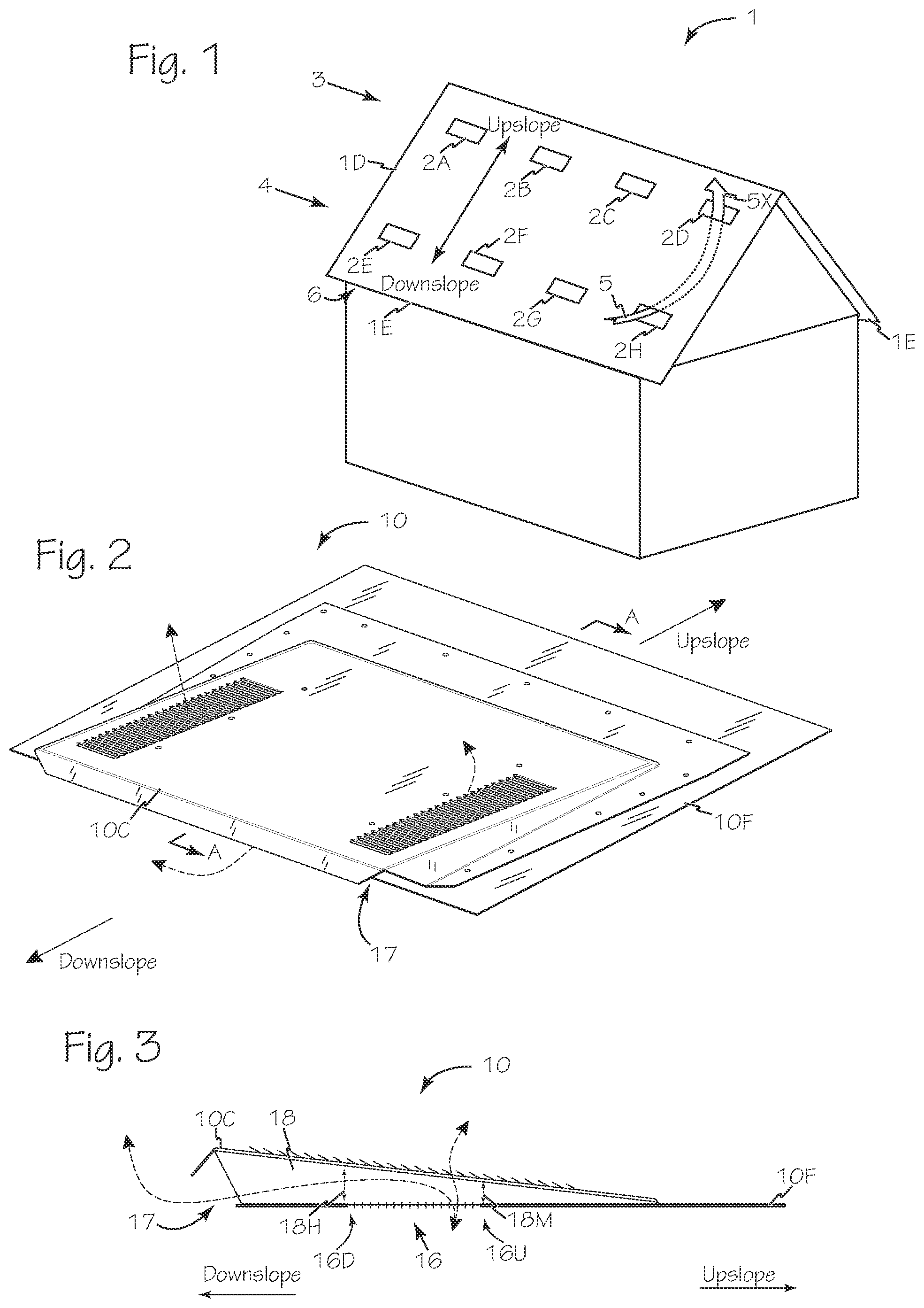 Patent US12492557 Figure 1 – Flame, ember and rain resistant vent inserts for roof vents