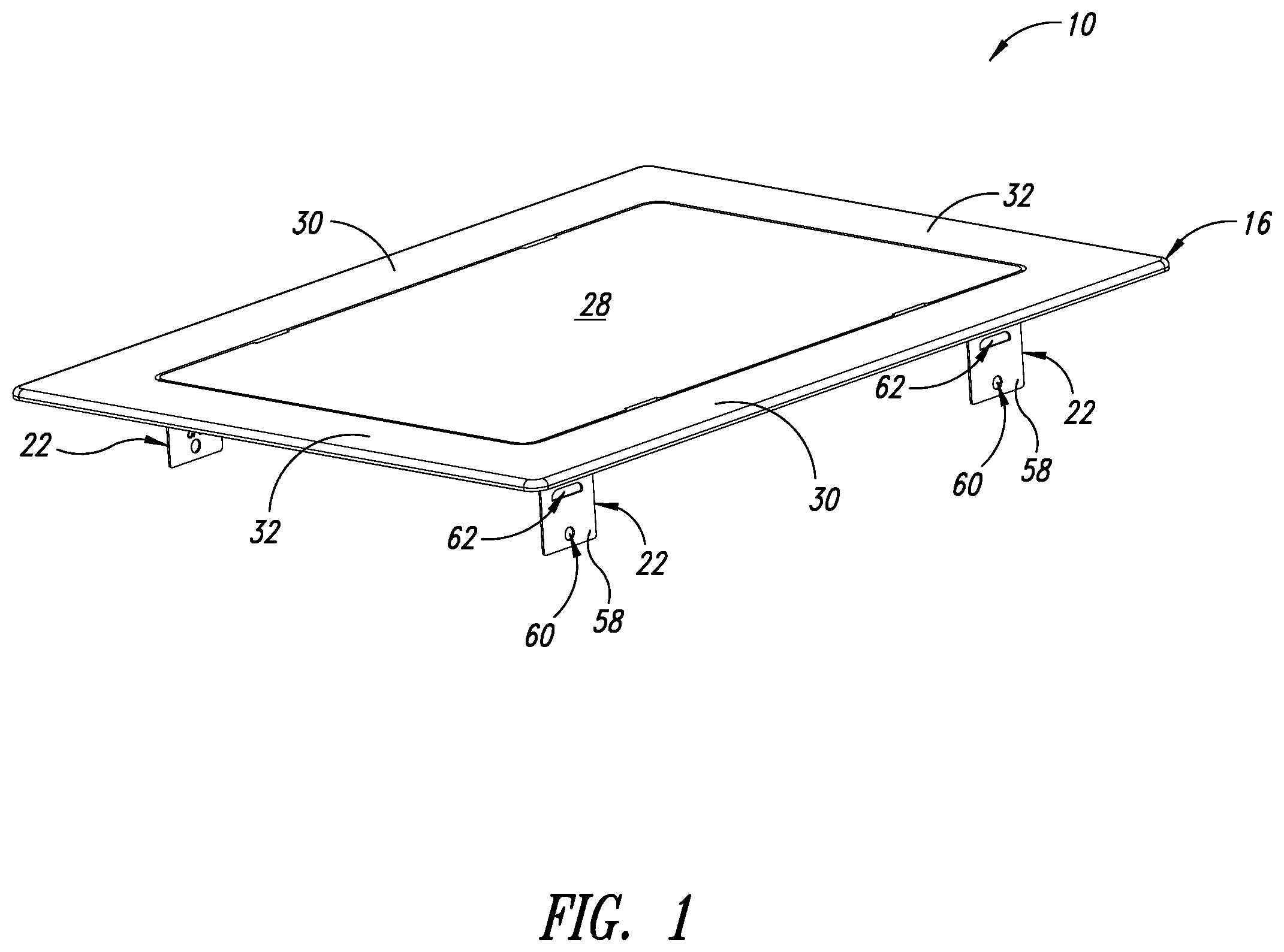 Patent US12492564 Figure 1 – Access panel with mounting tabs
