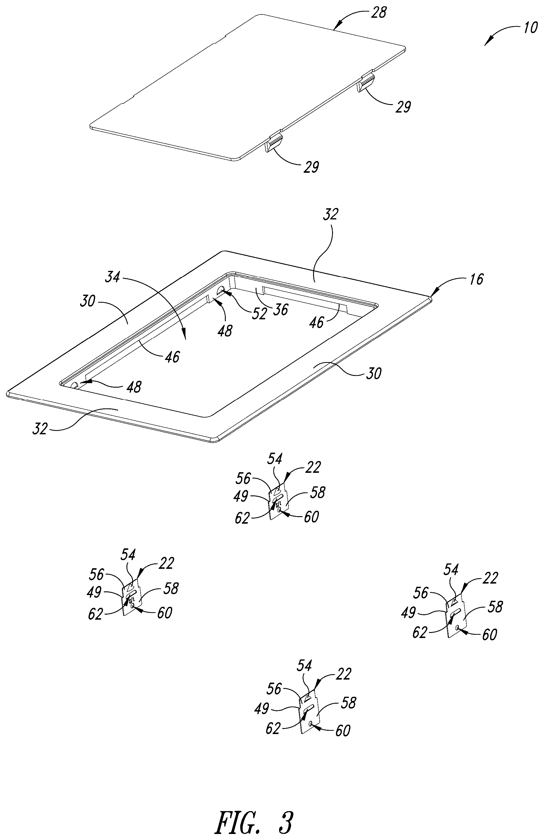 Patent US12492564 Figure 3 – Access panel with mounting tabs