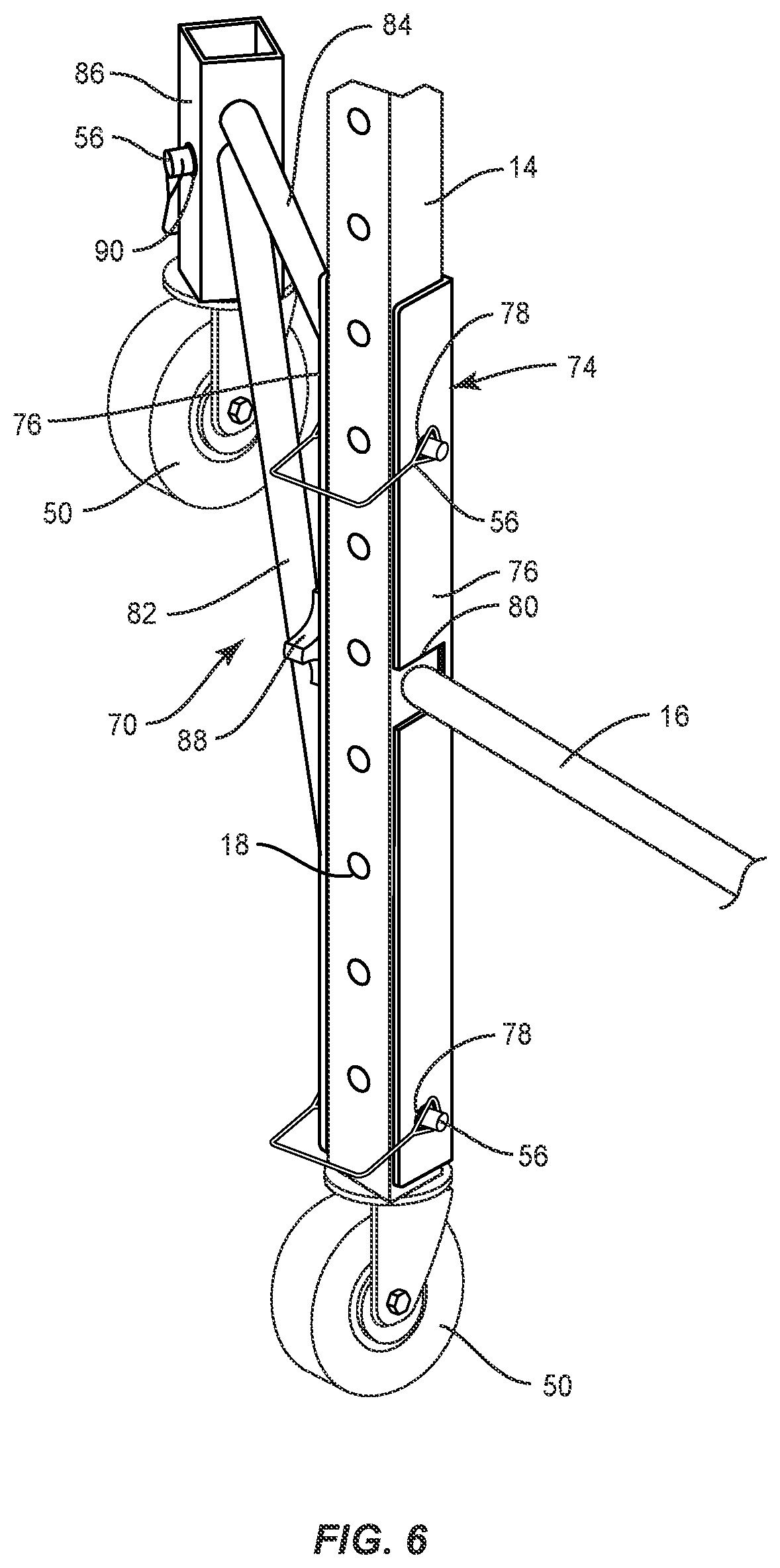 Patent US12492565 Figure 6 – Outrigger for multi-function scaffold