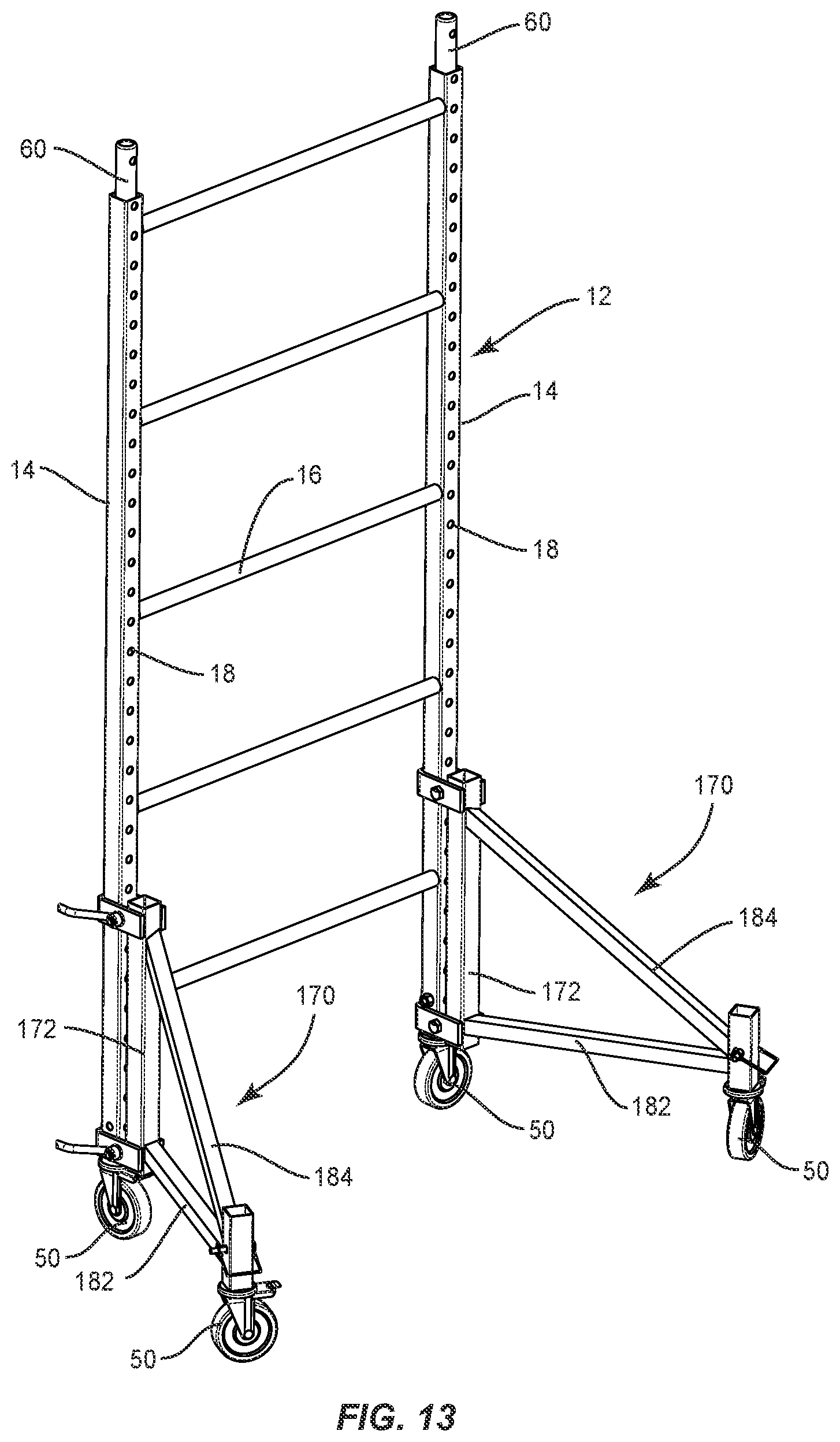 Patent US12492565 Figure 12 – Outrigger for multi-function scaffold