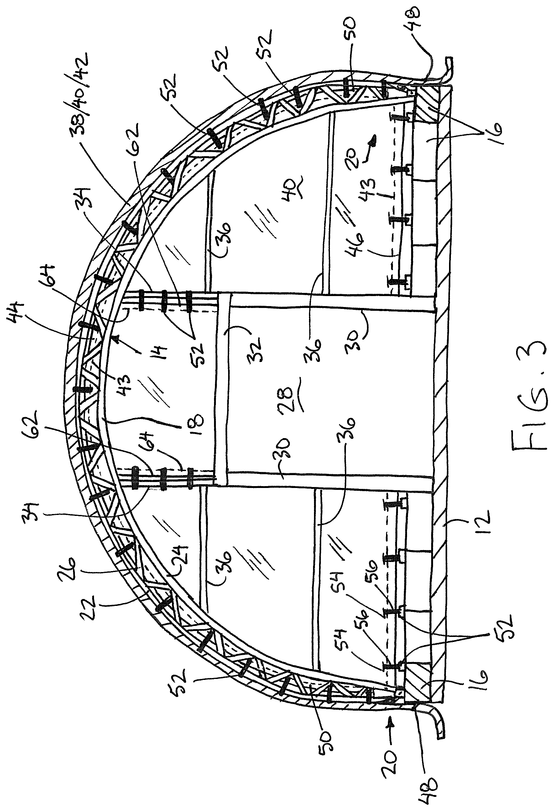 Patent US12492572 Figure 3 – Insulated tensioned sheet wall system for a building